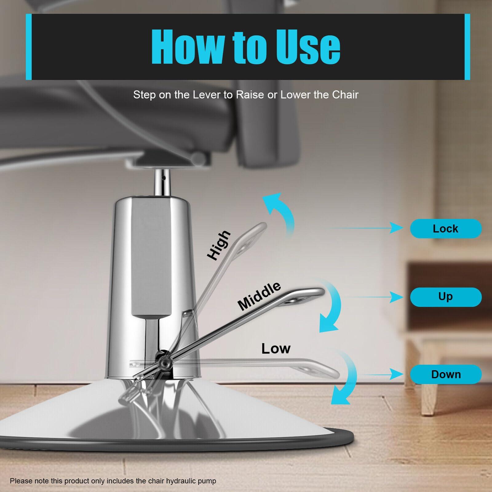 DRTONK Barber Chair Hydraulic Pump,Hair Salon Chair Beauty Chair Replacement Hydraulic Pump,Heavy Duty Hydraulic Pump Adjustable Height Fits Most Standard Styling Chairs for Hair Stylist Women Man (Black)