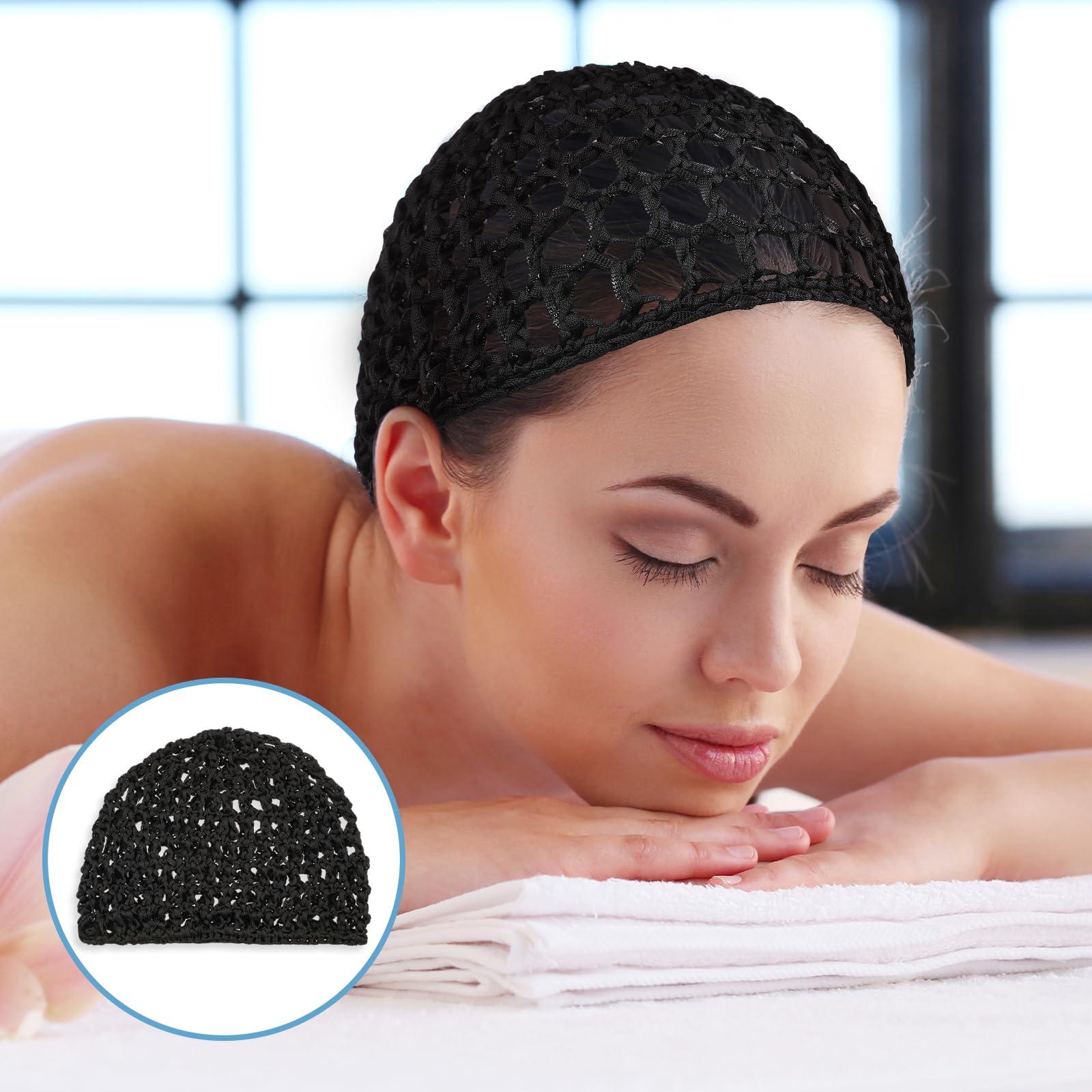 Abeillo Abeillo 3PCS Crochet Hair Net, Hair Wrap Net, Mesh Wrapping Hair Nets Cap Soft Reusable Crocheted Sleep Cap for Women, Hair Wrap for Sleep Hair Silk Tidy (Black)
