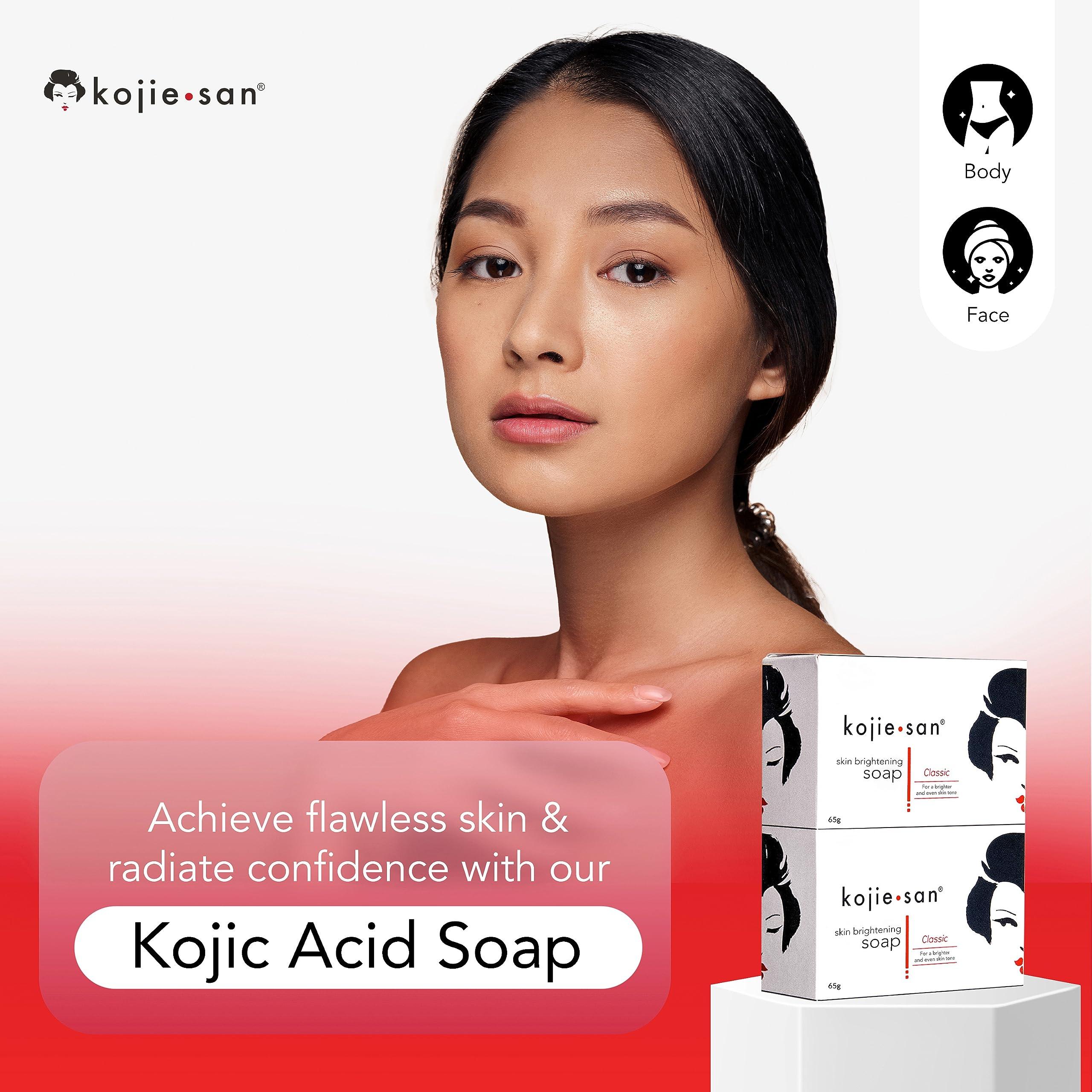 Kojie San Kojie San Skin and Body Brightening Soap - Original Kojic Acid, Dark Spot Remover Bar Soap with Glycerin & Tea Tree Oil - 65g x 2 Bars