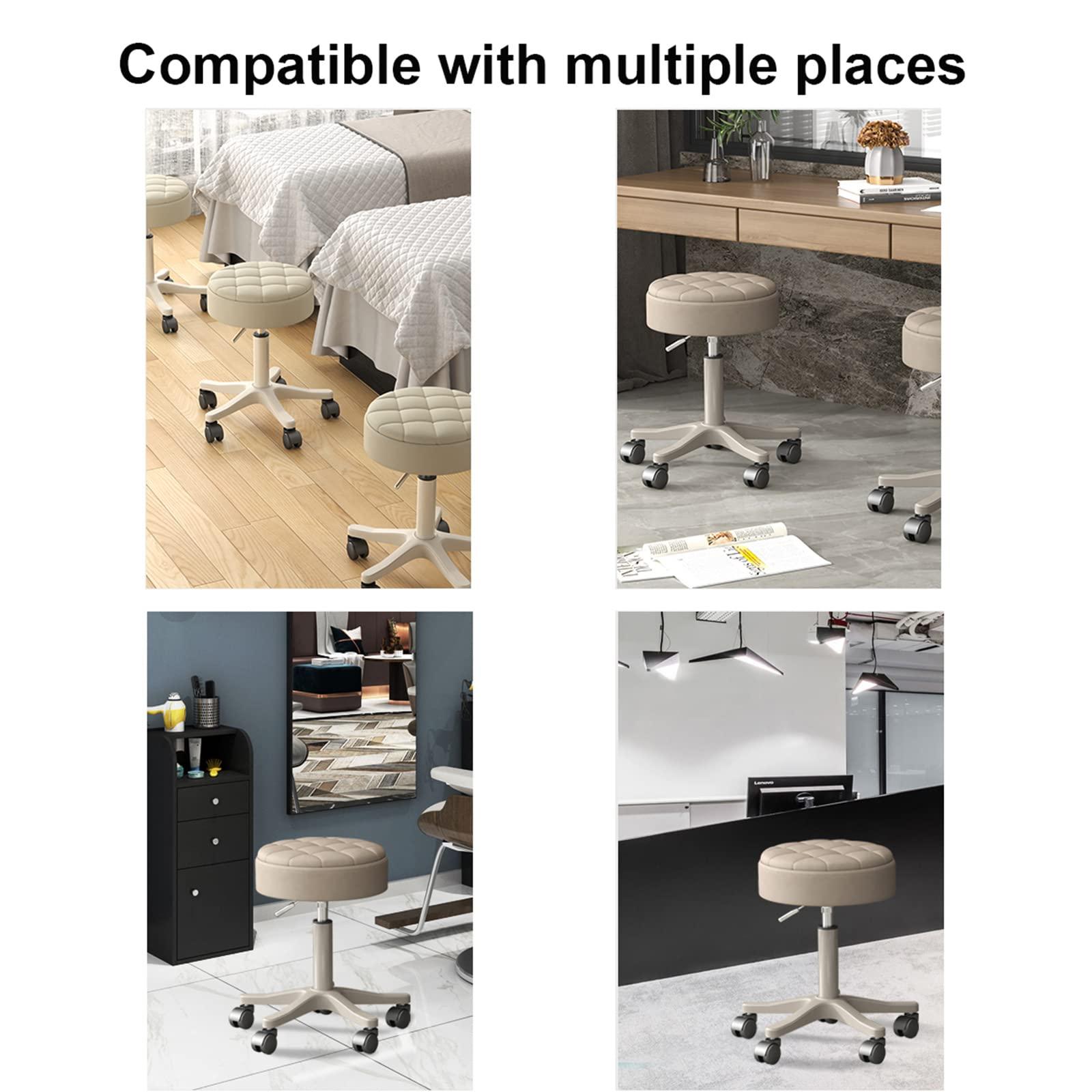 ZSCAL ZSCAL Rotating Stool Round Rolling Stool with Wheels,PU Leather Height Adjustable Salon Stool,360 Swivel Work Office Massage Stool, for Spa