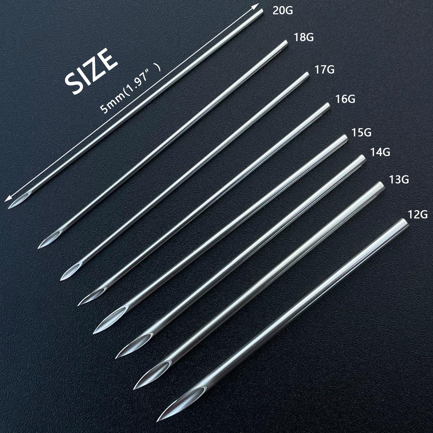 WOLAYI Piercing Needles,40PCS 13G Stainless Steel Sterile Disposable Surgical Steel Piercing Needles for Belly Navel Nipple Tongue Ear Piercing Needle(13G)