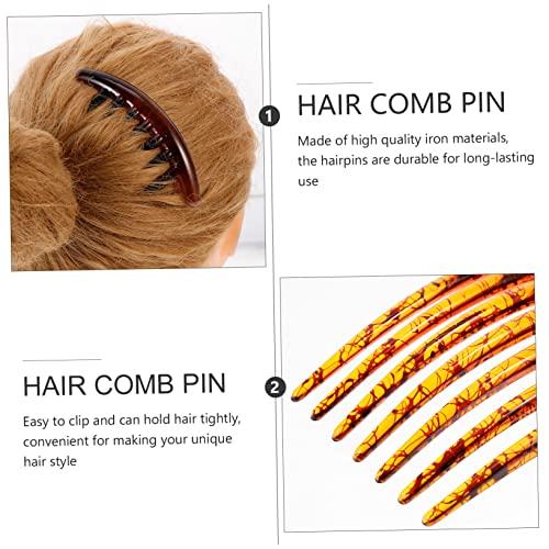 Beaupretty 6pcs Resin French Twist Hair Combs - 7 Teeth Side Combs for Wedding Veil and Bridal Hairstyles