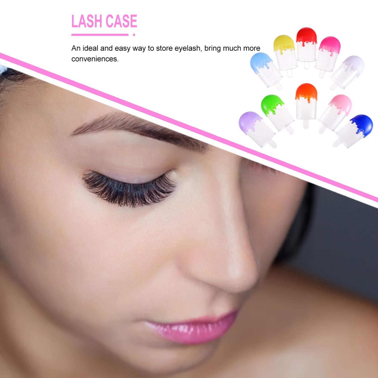 Lurrose Clear Container Eyelash Storage Boxes, 10Pcs Lovely Ice Cream Shaped Empty False Lashes Packaging Case Fake Eyelash Container Storage Case with Clear Tray for Women Girls Travel Container