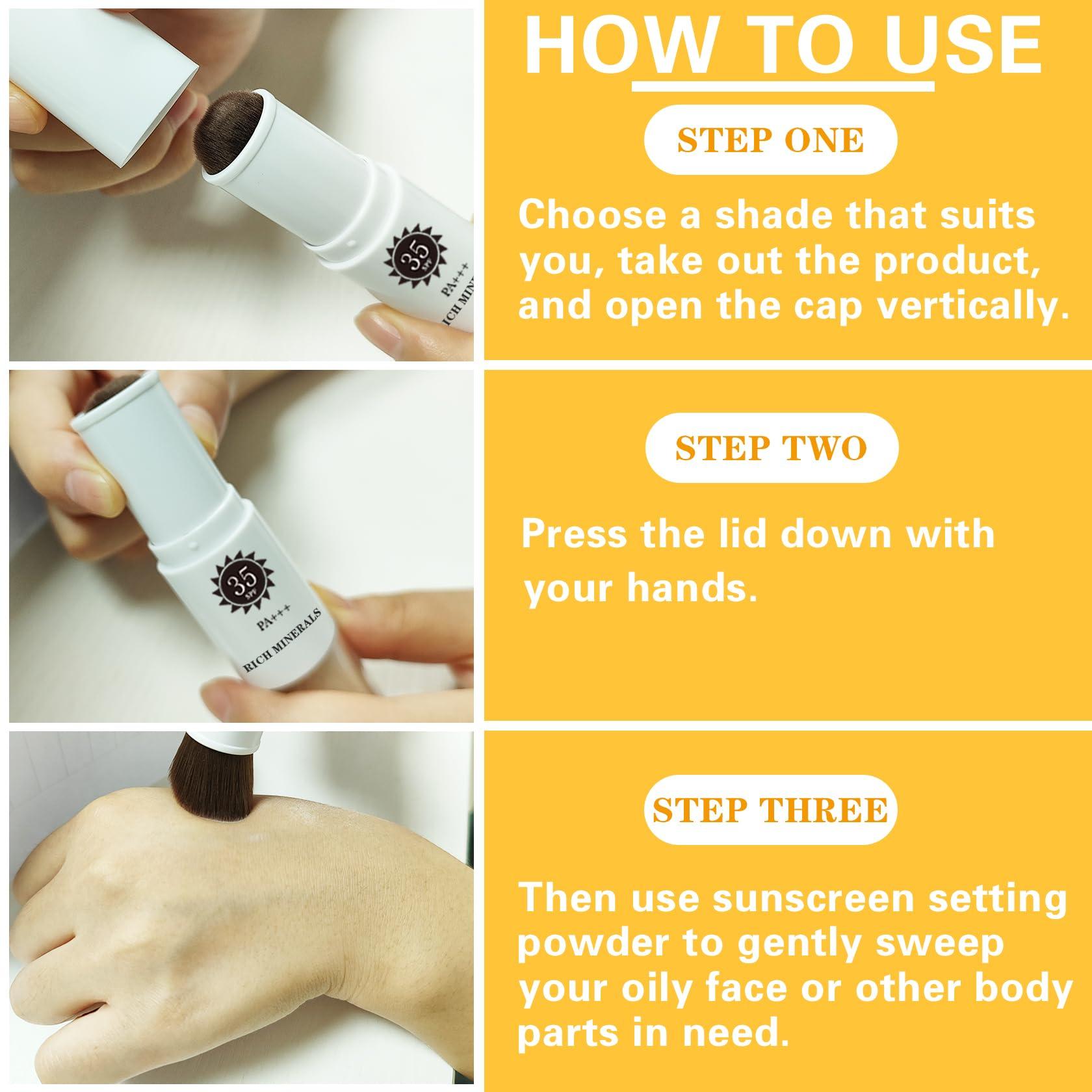 AWCCXMYM Setting Powder Sunscreen Powder Mineral Powder SPF 35, Natural Flawless Smooth Soft Matte Oil Control Brighten Concealer Translucent Powder Setting Powder Makeup With Sunscreen Brush #01 Translucent