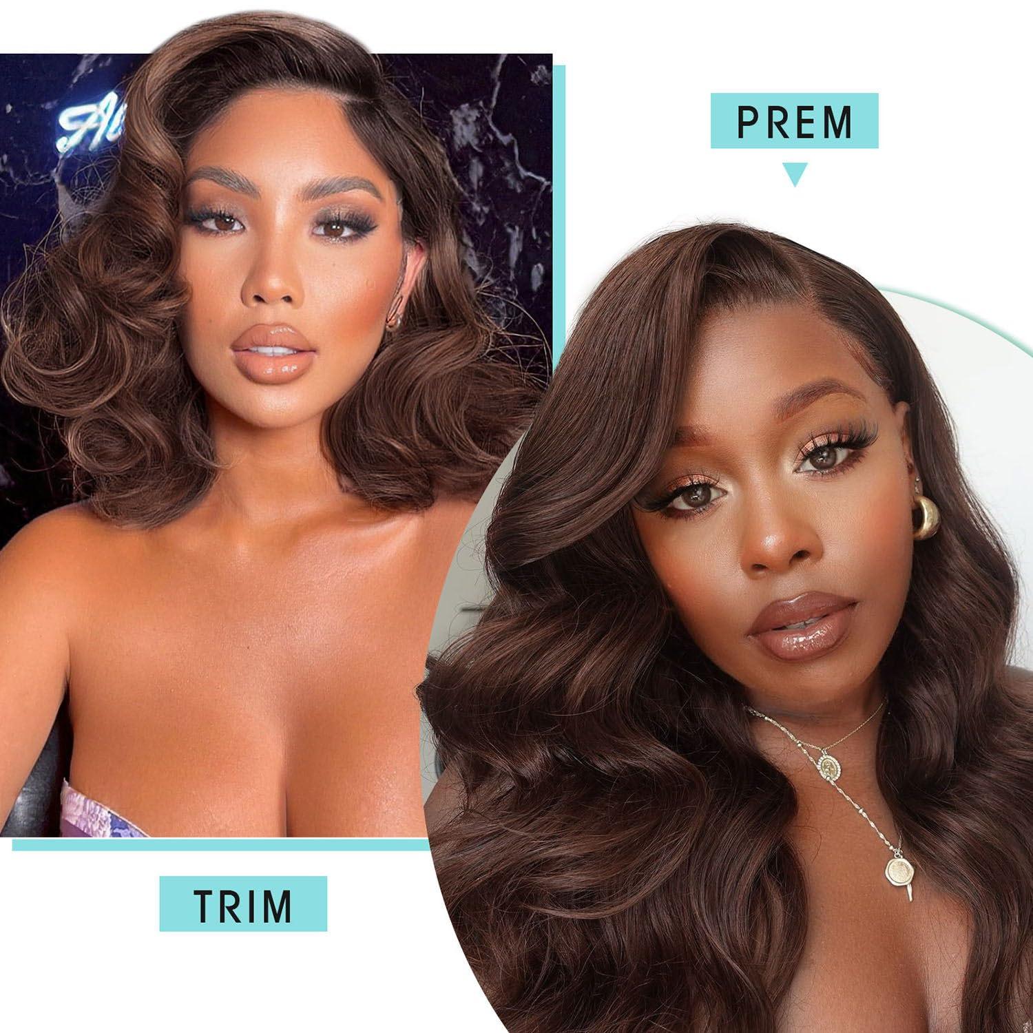 FAVE FAVE Short Body Wave Wig Shoulder Length Bob Wigs 16 Inch Middle Part Brown Wigs for Black Women Synthetic Loose Wave Wig for Daily or Party(Chocolate Brown)