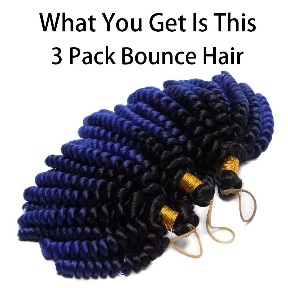 S-noilite Jamaican Bounce Hair 6 Inch Jumpy Wand Curly Crochet Hair Short Curly Crochet Braids Hair Extension Braids Twist Hair Jamaican Bounce Synthetic For Black Women (6"curly,black to dark blue)