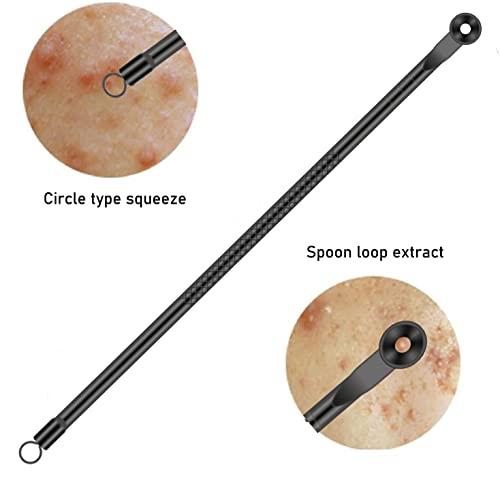 TULOBI Blackhead Remover Pimple Popper Tool Kit 4 Pcs Black Acne Comedone Zit Blackhead Extractor Tool for Nose Face,Stainless Steel Whitehead Popping Removal Tool Set