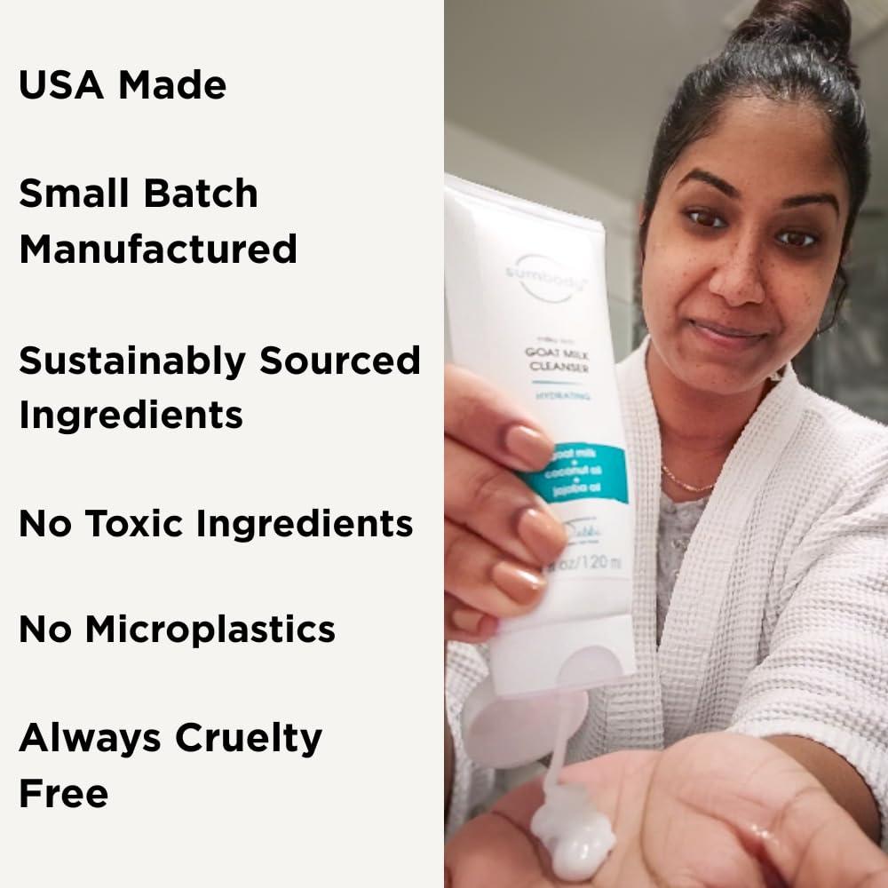 Sumbody Sumbody Face Wash for Women & Men Goat Milk Cleanser (4oz) Cruelty Free Face Wash, Organic Gentle Face Cleanser with AHAs & Vitamins for Sensitive Skin, Day and Night Face Wash Cleanser for Dry Skin
