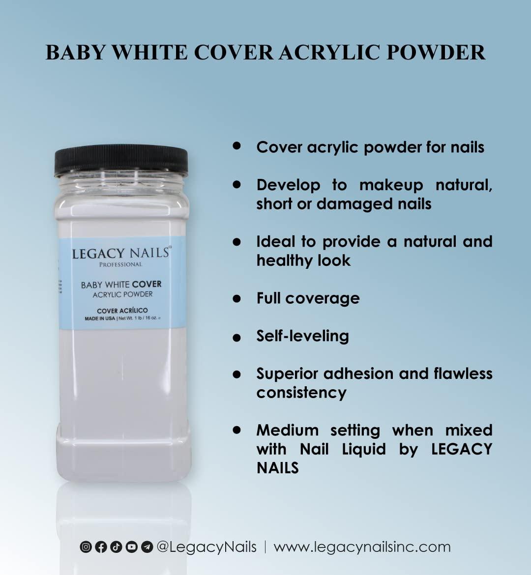 LEGACY NAILS Legacy Nails Professional Cover Acrylic Powder, 1 LB - Ideal For French Nail Art, Create Nail Art, Nail Extension That Provide a Healthy, Natural Look To Nails (BABY WHITE)