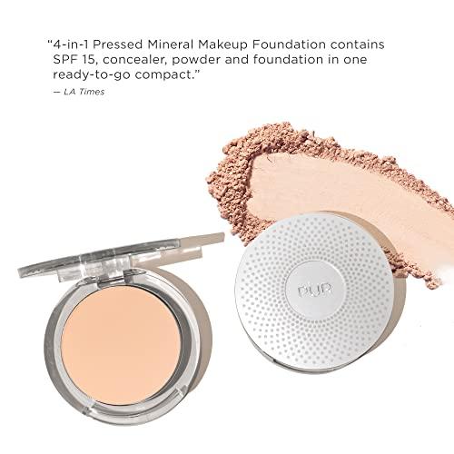 PR Beauty PUR Beauty 4-in-1 Pressed Mineral Makeup Powder Foundation with SPF 15 - Concealer & Finishing Compact Pressed Powder for Face - Buildable Medium to Full Coverage Foundation Powder (Linen)