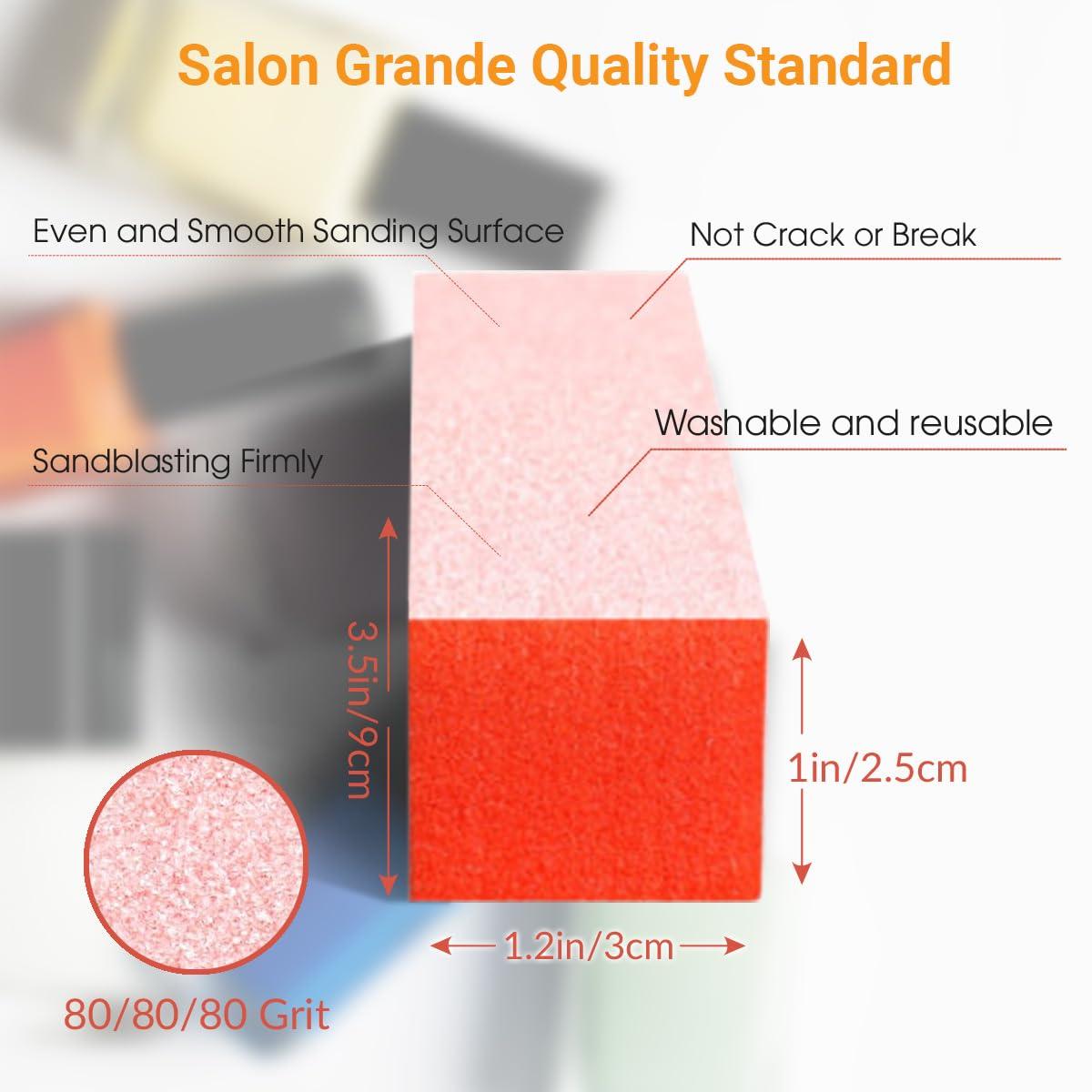 TP PLASTIC TP Plastic 3-Way Nail Buffer Block 80/80/100 Grit Orange Buffing Block for Acrylic, Gel, and Natural Nails Manicure & Pedicure Tool Set (5 Pieces, 3.5\" Long)