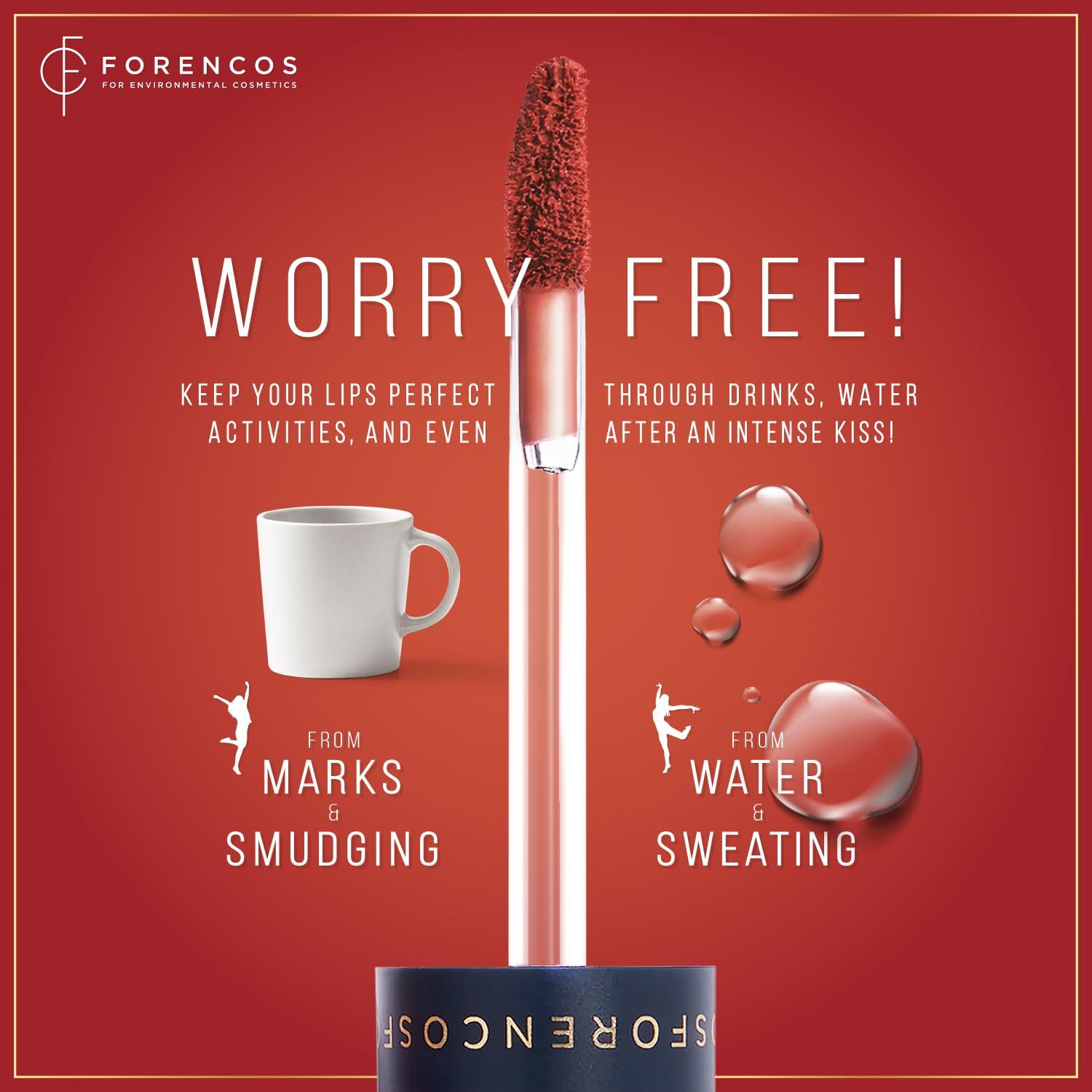 FORENCOS FORENCOS Long Lasting Waterproof Lip Stain Liquid Lipstick, Velvet Matte, Longwear, High Pigmentation, Tattoo Lips, Weightless, Smudge-proof, Non-Sticky, Korean Lip Tint Stain Makeup (23 Ruddy)