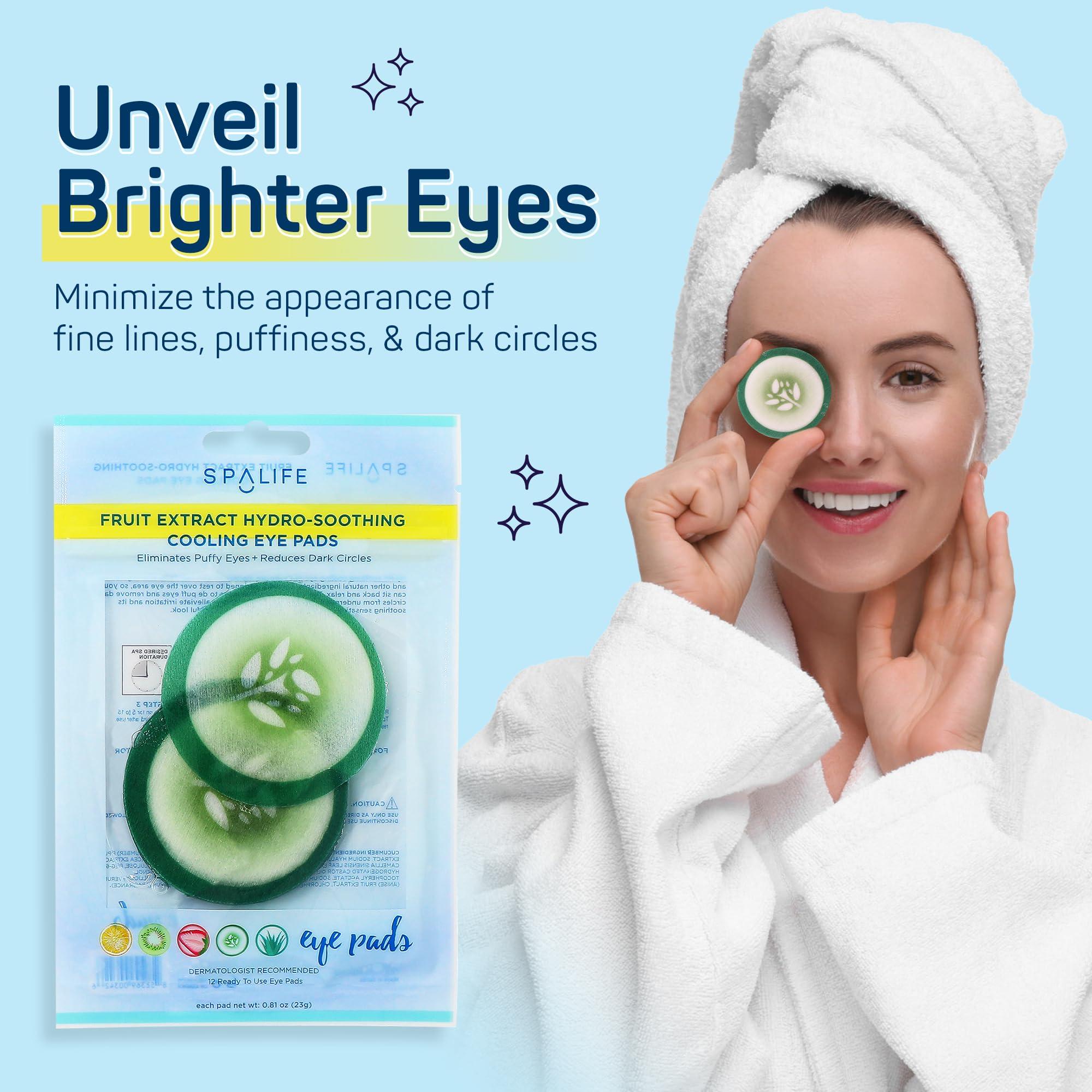 SpaLife SpaLife Cooling Eye Pads - Korean Soothing Eye Pads for Dark Circles, Puffy Eyes, and Wrinkles - 48 Pads with Fruit + Vegetable Extracts - Revitalizing Hydrating Eye Pads for Eye Treatment (Cucumber)