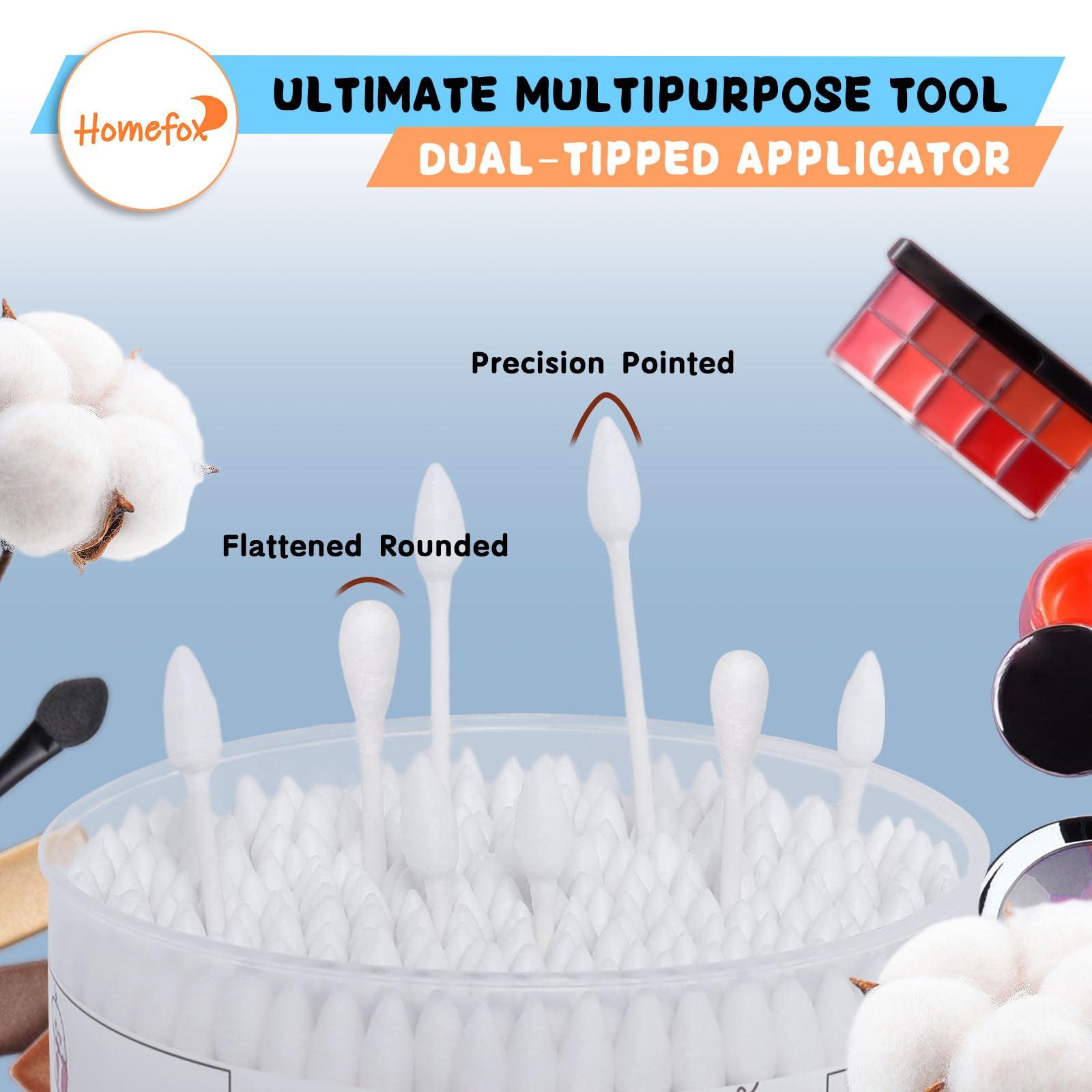 HOMEFOX HOMEFOX XL Thick Cotton Swabs Pointed Precision - 250 Count Extra Large - Pointy Organic Cotton Buds Double Side Tightly Wrapped Cotton Tips Paper Stick Cruelty-Free, XL Pointy & Round White