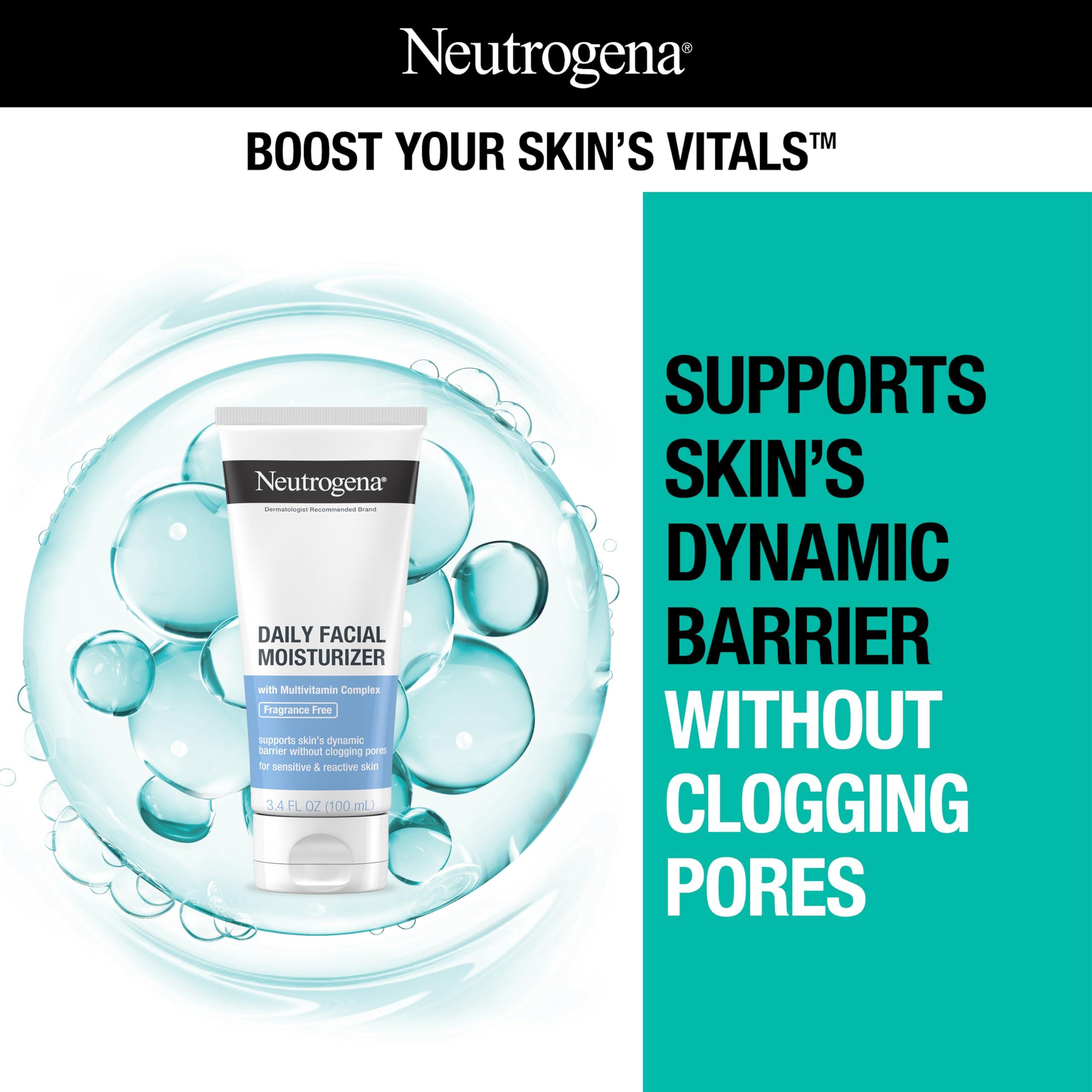 Neutrogena Neutrogena Ultra Gentle Daily Foaming Facial Cleanser, 16 fl. oz, Daily Facial Moisturizer, 3.4 fl. oz, Non-Comedogenic Skincare for Sensitive Skin, 2 Items