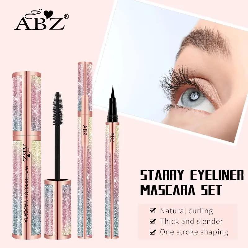 ABZ 4D silk fiber Lash Mascara ABZ Mascara set - Black liquid eyeliner pencil/Waterproof Mascara