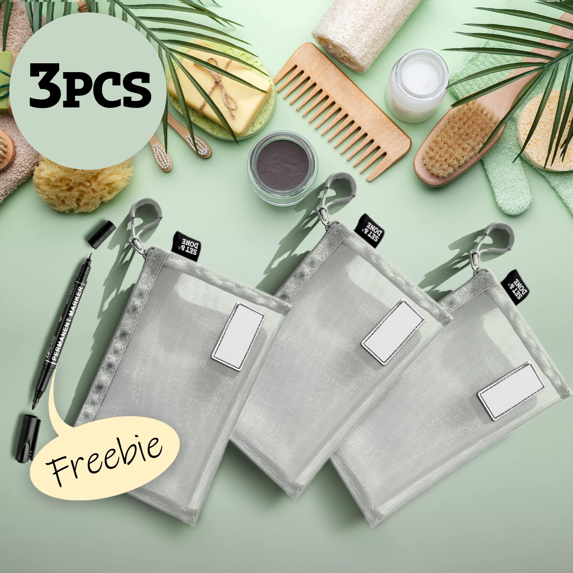 Set & Done Set & Done Mesh Cosmetic Pouches - Mesh Makeup Bags, Zipper Pouch for Office or Travel Accessories - Organizers for Small Items Makeup Lipstick, Toiletries (6 Pieces - Grey)