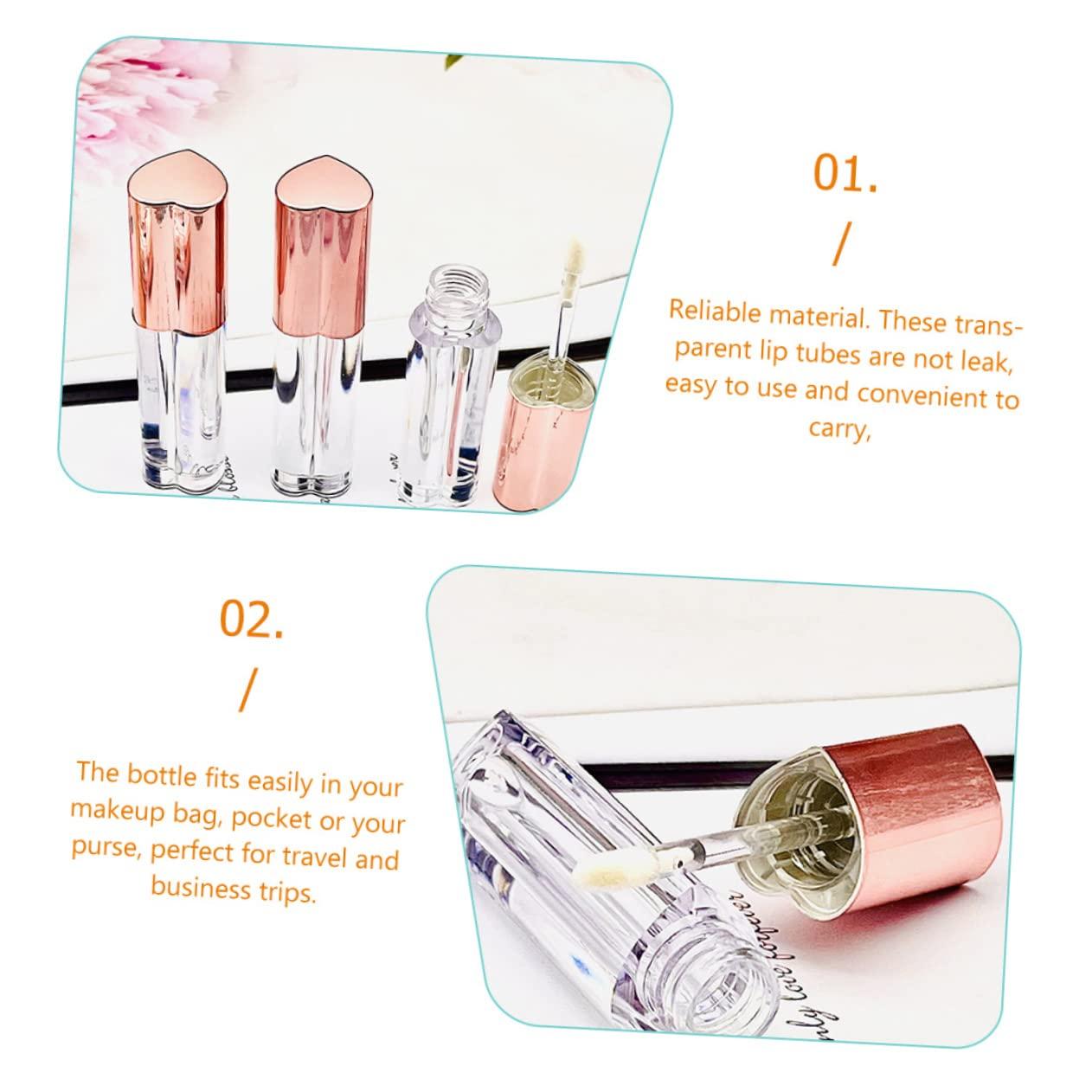 Hemoton Hemoton Heart Shaped Lip Gloss Containers Empty Lip Gloss Tubes Plastic Refillable for Travel Leakproof