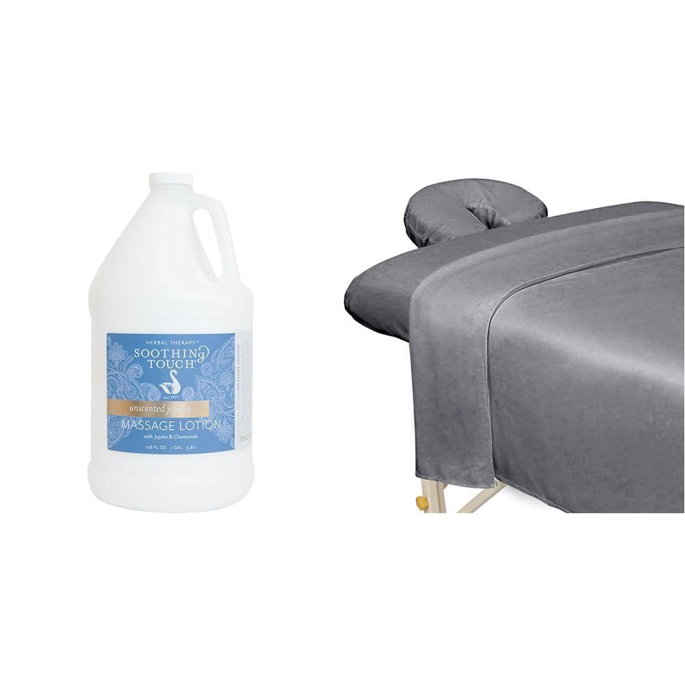 Soothing Touch Soothing Touch Unscented Jojoba Massage Lotion (1 Gallon) + ForPro Premium Microfiber 3-Piece Massage Sheet Set