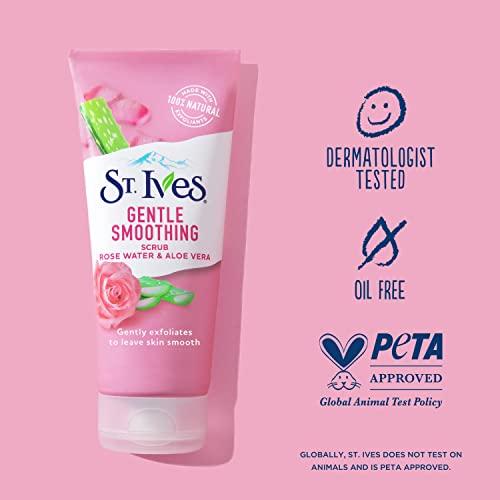 St. Ives St. Ives Gentle Smoothing Face Scrub Our Gentlest Scrub Yet Rose Water and Aloe Vera Made with 100 percent Natural Exfoliants, Paraben Free, Oil-Free, Dermatologist Tested 6 oz