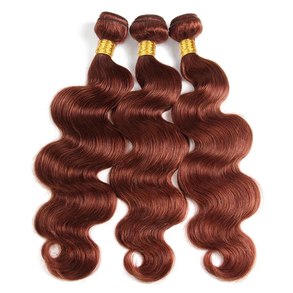 Fridnae Color 33 Bundles Human Hair Reddish Brown Body Wave Human Hair Bundles Copper Red Bundles Human Hair 3 Bundles 8 10 12 Inch Brown Body Wave Bundles Human Hair
