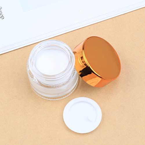 Wresty Wresty 10 Gram Glass Cosmetic Containers 19 Packs Round Sample Jars Cosmetic Cream Bottles Makeup Pots Container Vials (gold lids)