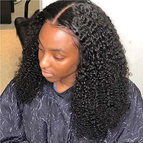 Nicewig Hair Short Afro Kinky Curly Full Lace Wigs Human Hair with Baby Hair for Black Women 4B 4C Deep Curly Glueless Lace Wig Brazilian Remy Hair for Women