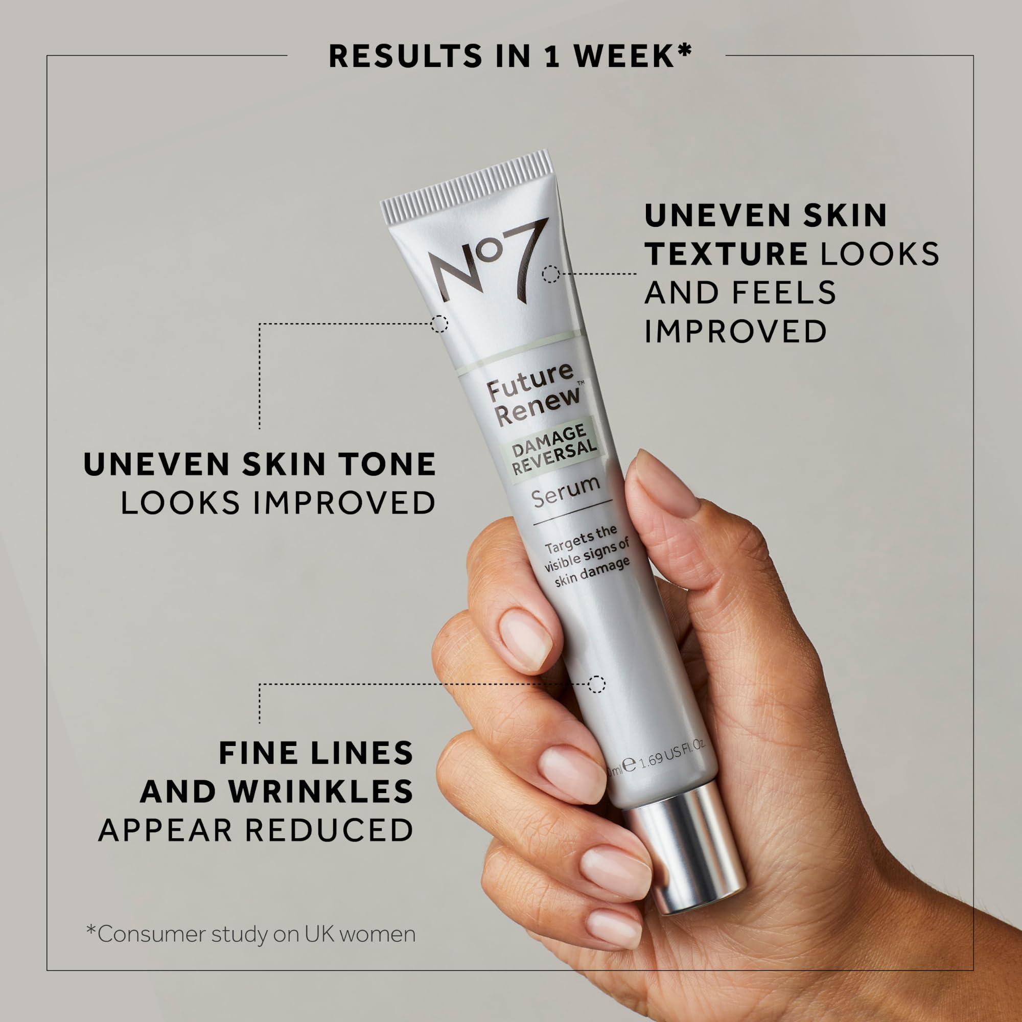 No7 No7 Future Renew Damage Reversal Skincare Set - Anti Aging Face Serum (.33 Fl Oz), Day Cream with SPF 25 (1.69 Fl Oz) & Night Cream (1.69 Fl Oz) - Reverses Visible Signs of Sun Damage - 3-Piece Set
