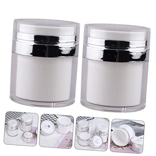 FOMIYES FOMIYES 4 Pcs Press Cream Jar airless Jars for Cosmetics airless Lotion Pump Bottle Pump Bottle Dispenser Pressing Type Bottle Cream Pump Dispenser jar pp Liquid Pump Acrylic Travel White