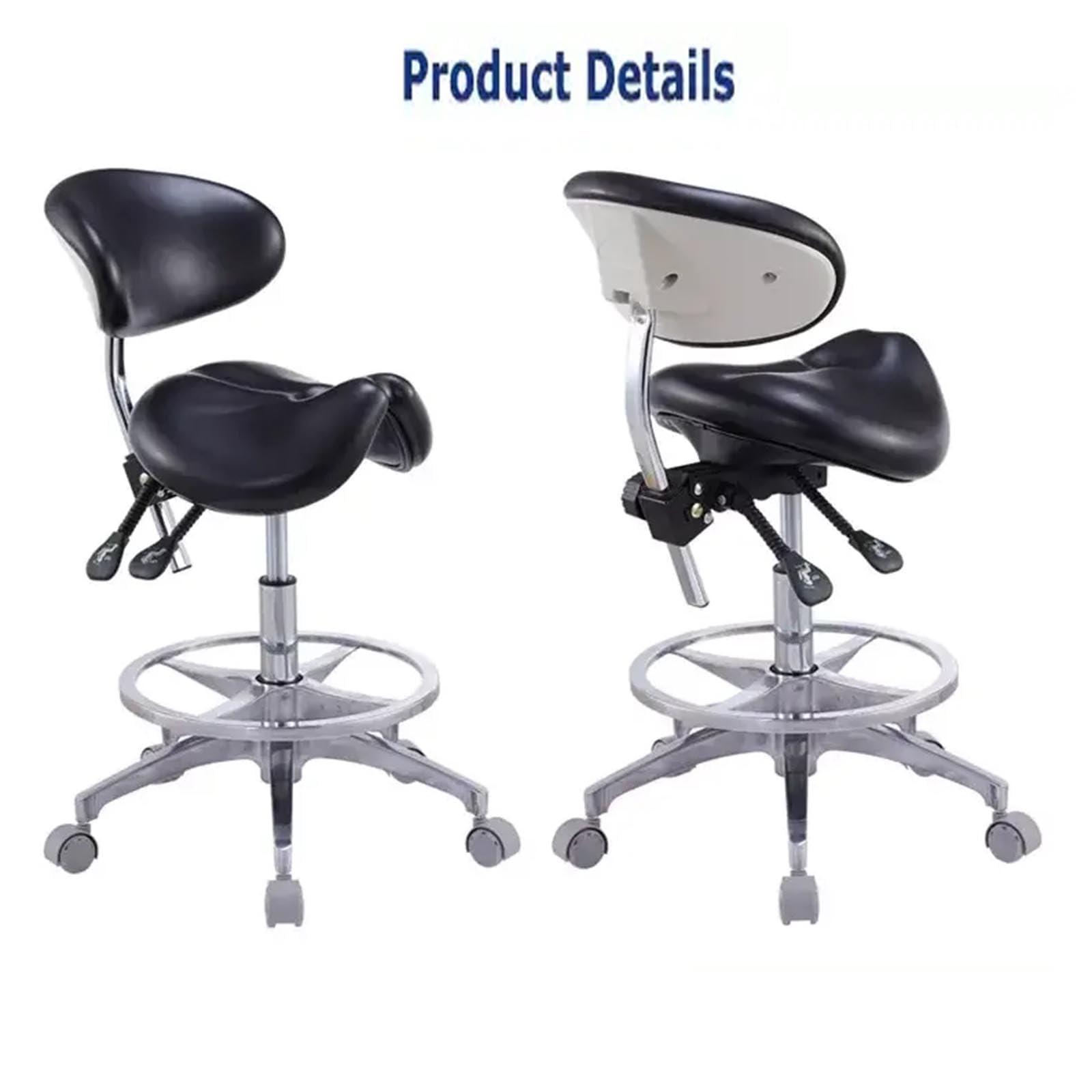 SFKLYU SFKLYU Saddle Chair Dental Stool Ergonomic Saddle Stool with Back Support Adjustable Stool Swivel Rolling Saddle Stool Salon Chair,C