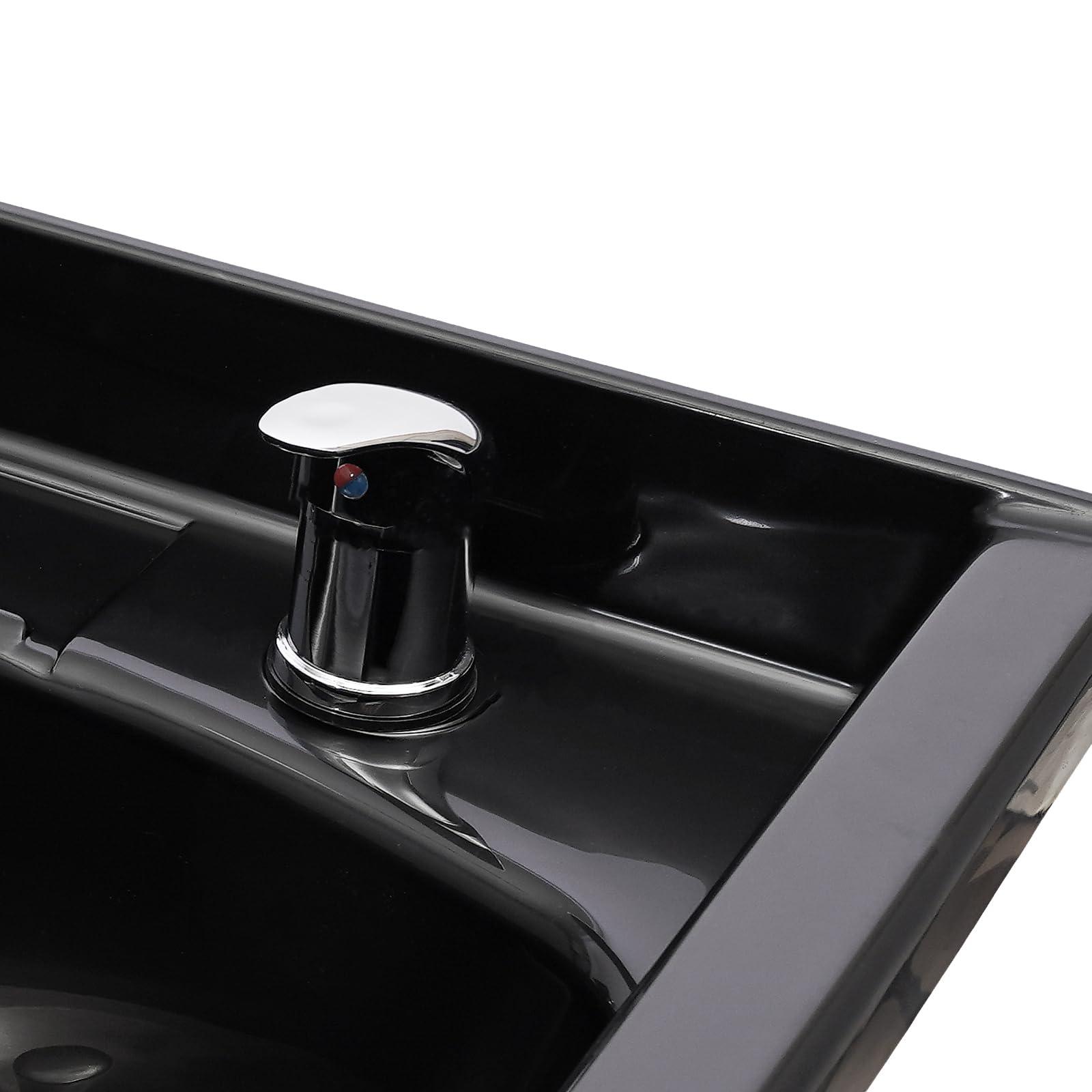 TdiriNar Shampoo Bowl For Salon, Wall Mounted Backwash ABS Salon Spa Barber Equipment With Spray Head, Professional Salon Spa Beauty Brushed Sink 9.84\" in Depth, Portable Shampoo Bowl for Hair Stylists