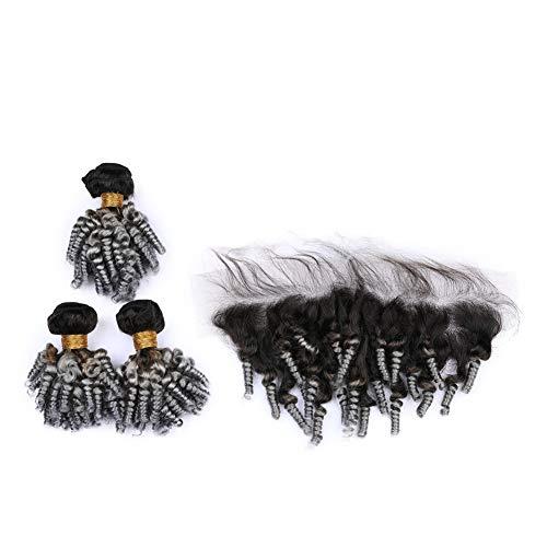 Tony beauty hair Tony Beauty Hair Aunty Funmi #1B/Grey Ombre Peruvian Virgin Human Hair Wefts with Frontal 3Bundles Silver Grey Ombre Funmi Hair Weaves with 13x4 Lace Frontal Closure 4Pcs Lot (16 16 16+16)