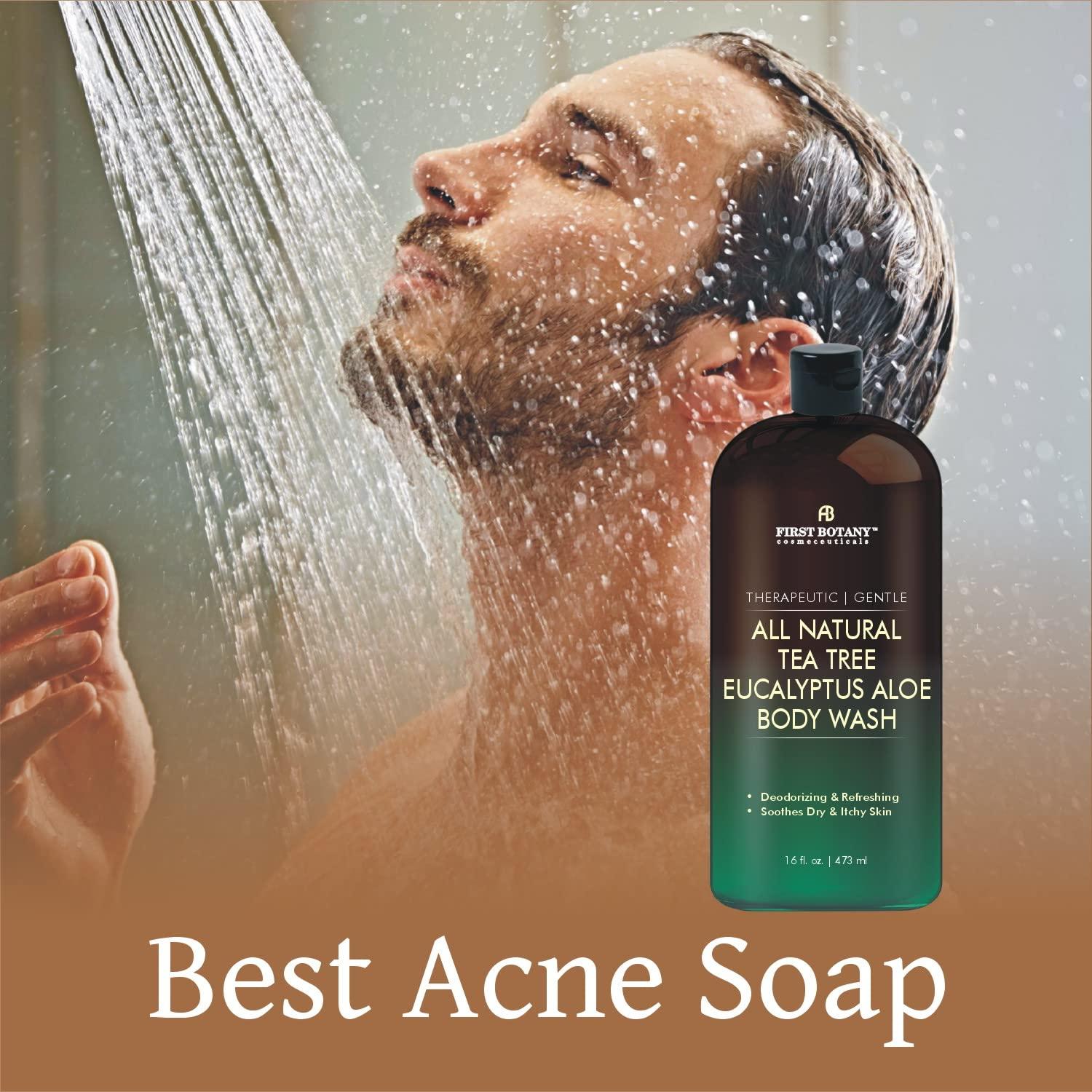 First Botany First Botany, ALL Natural Body Wash - Fights Body Odor, Athlete\'s Foot, Jock Itch, Nail Issues, Dandruff, Acne, Eczema, Shower Gel for Women & Men, Skin Cleanser -16 fl oz (Tea Tree Eucalyptus)