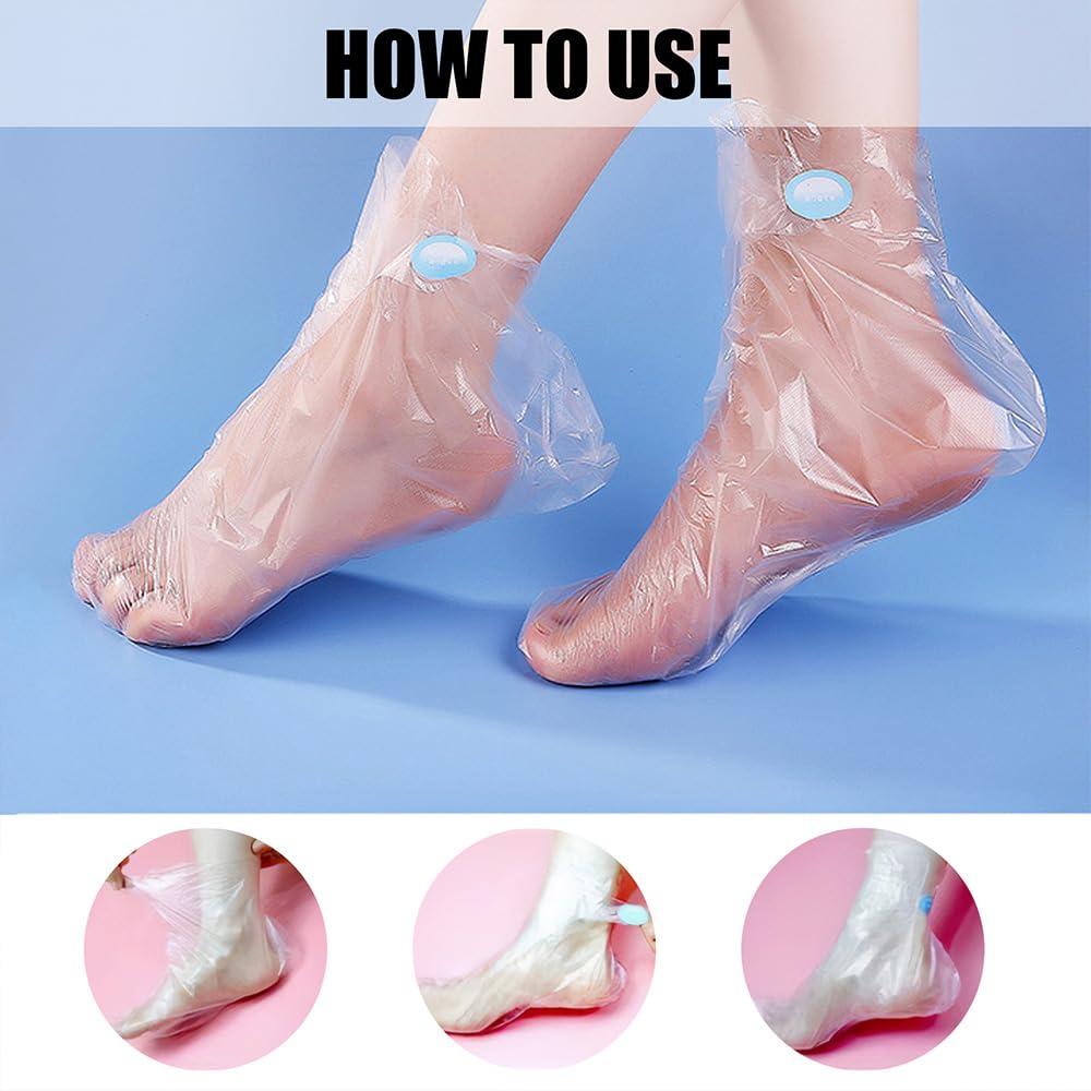 Rukinovi Rukinovi 100pcs Paraffin Bath Liners - Disposable Plastic Foot Covers for Moisturizing Foot Spa, Women's Feet Care Socks (Transparent)