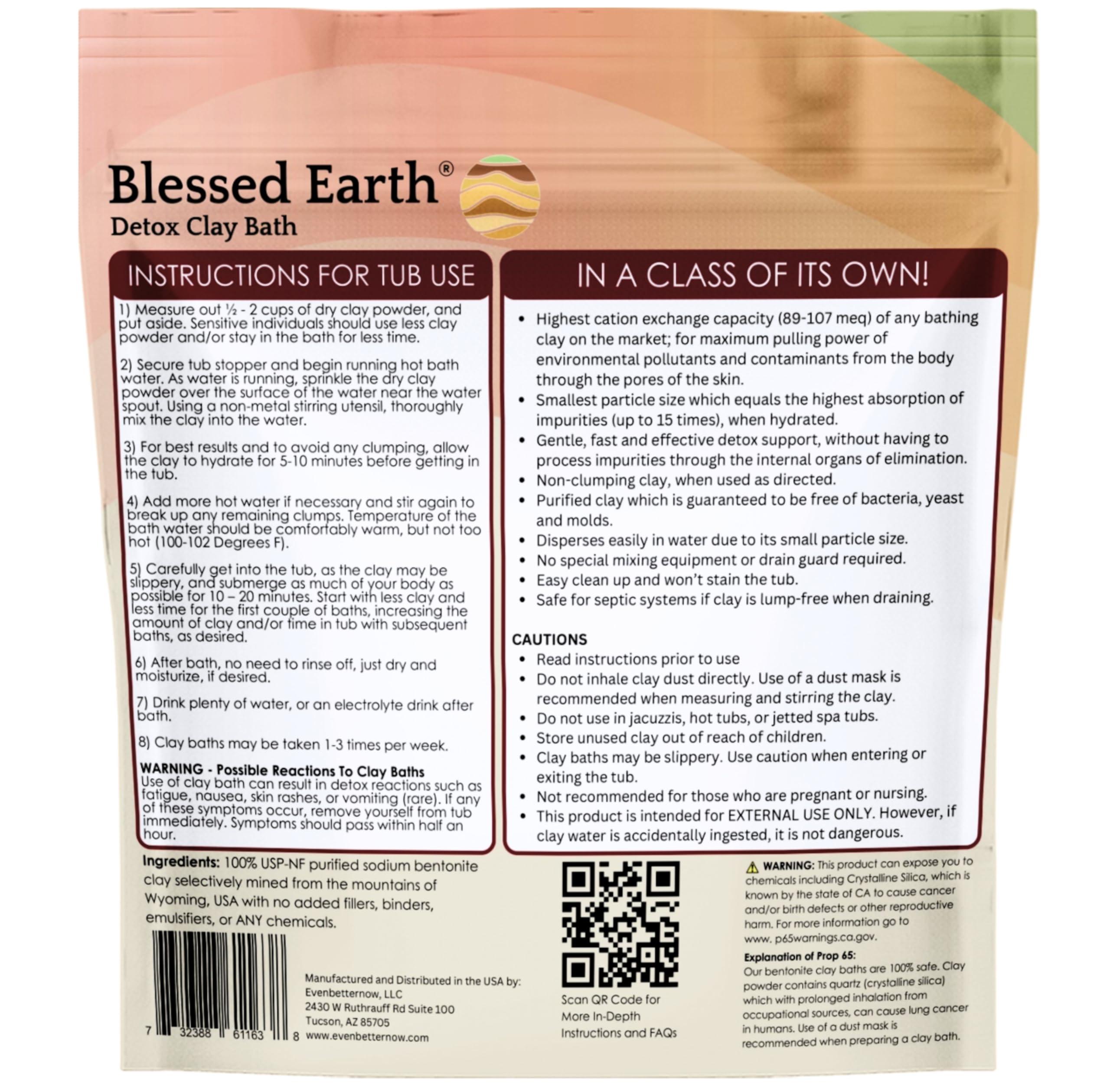 EvenbetterNow Blessed Earth Detox Clay Bath, 100% Pure Sodium Bentonite Therapeutic Grade - Removes Toxins, Impurities and Contaminants, by Evenbetternow LLC, 4 lbs (64 oz)