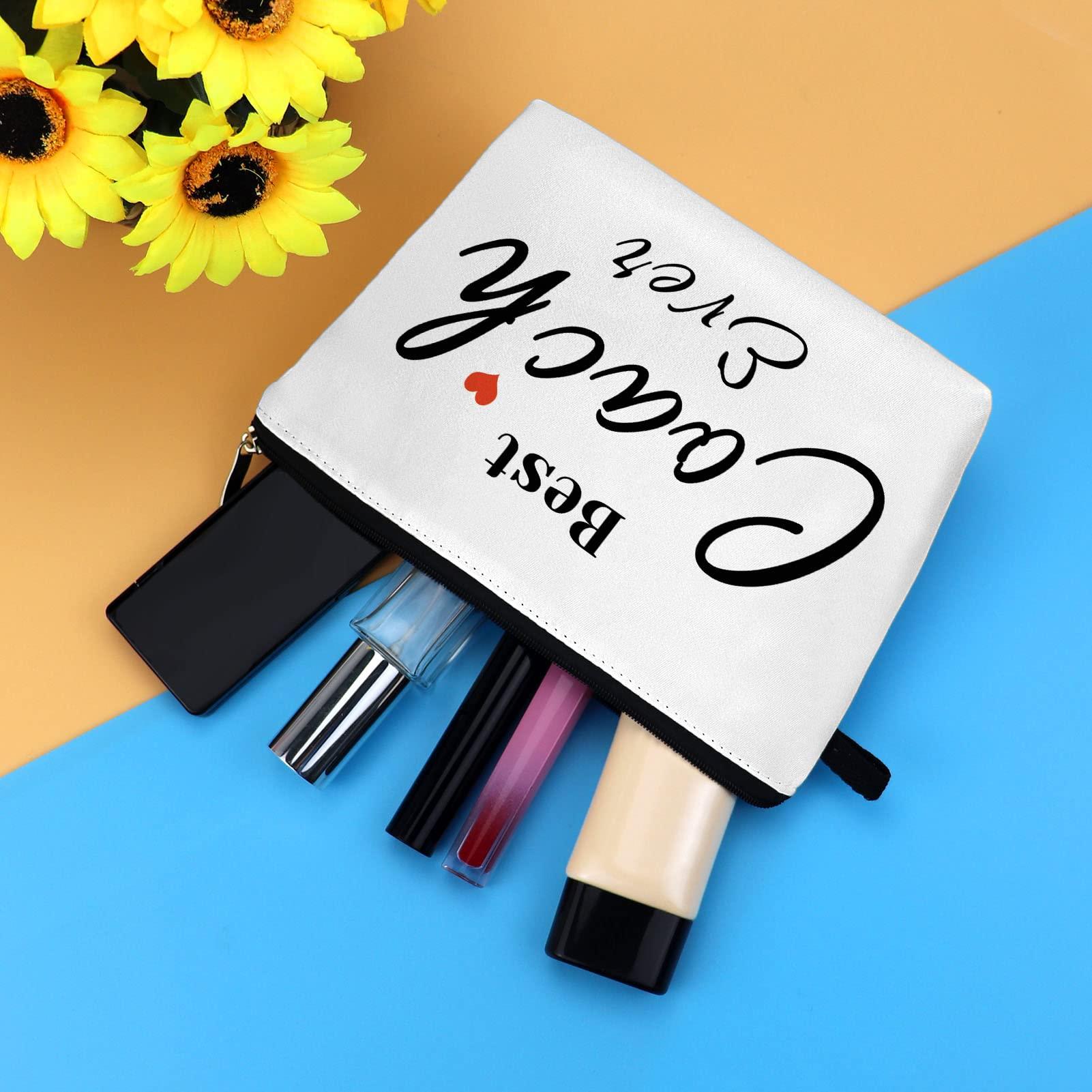 Mikela Coach Gifts Coach Appreciation Gift Makeup Bag Coach Thank You Gifts Cosmetic Bag for Women Birthday Thanksgiving Christmas Gift for Coach Teacher Soccer Cheer Volleyball Swim Dive Coach Travel Pouch