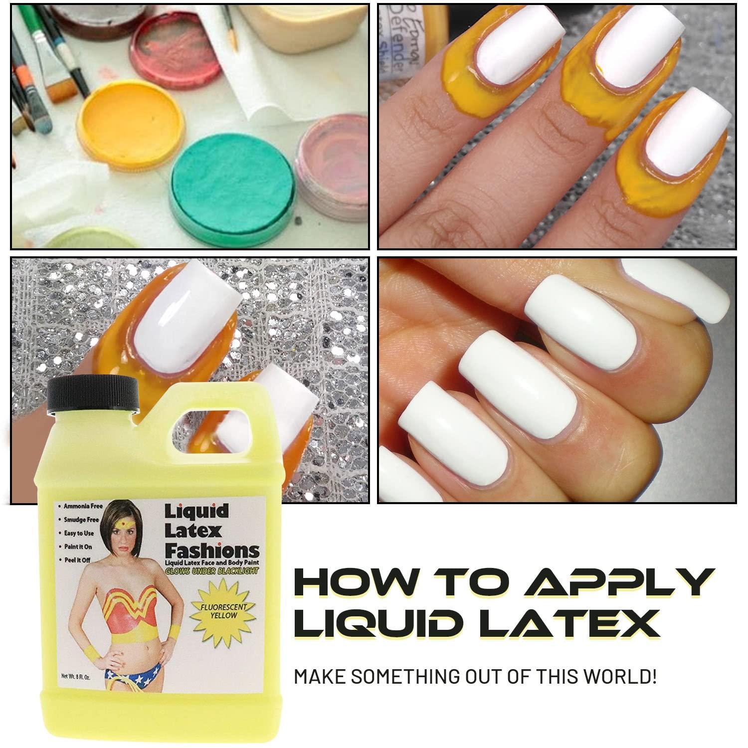 Liquid Latex Fashions Fluorescent Yellow 8 Oz - Liquid Latex Face and Body Paint, Black Light UV Reactive GLOW, Art, Theater, School Plays, Cosplays and Concerts!