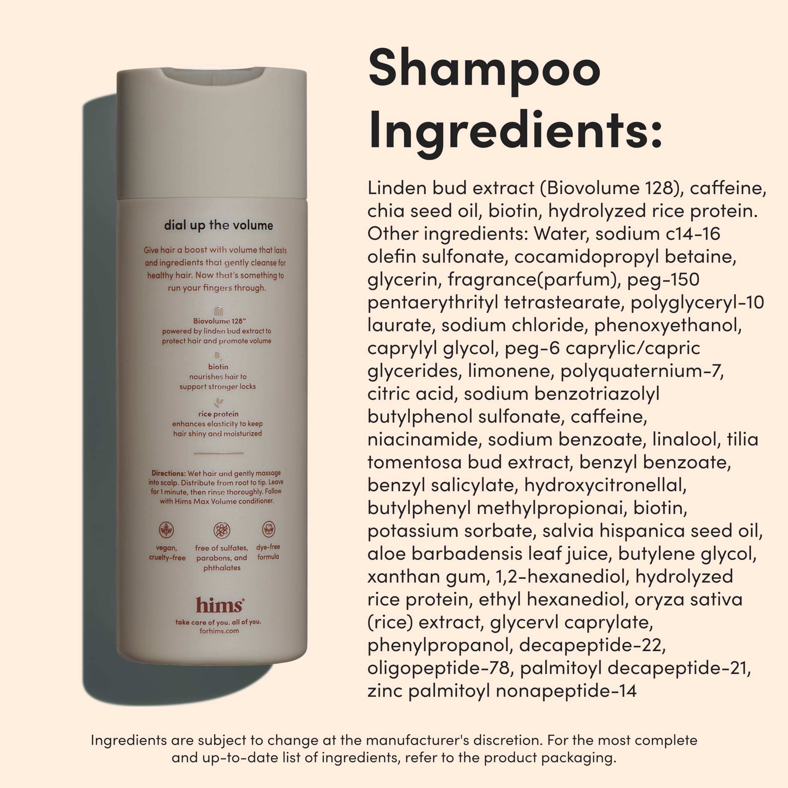 HIMS & HERS Hims Max Volume Shampoo & Conditioner Pack - Volumizing Shampoo and Conditioner for Men - Citrus Spice - Men\'s Natural Shampoo & Conditioner - 2 x 6.4 fl oz Bottles