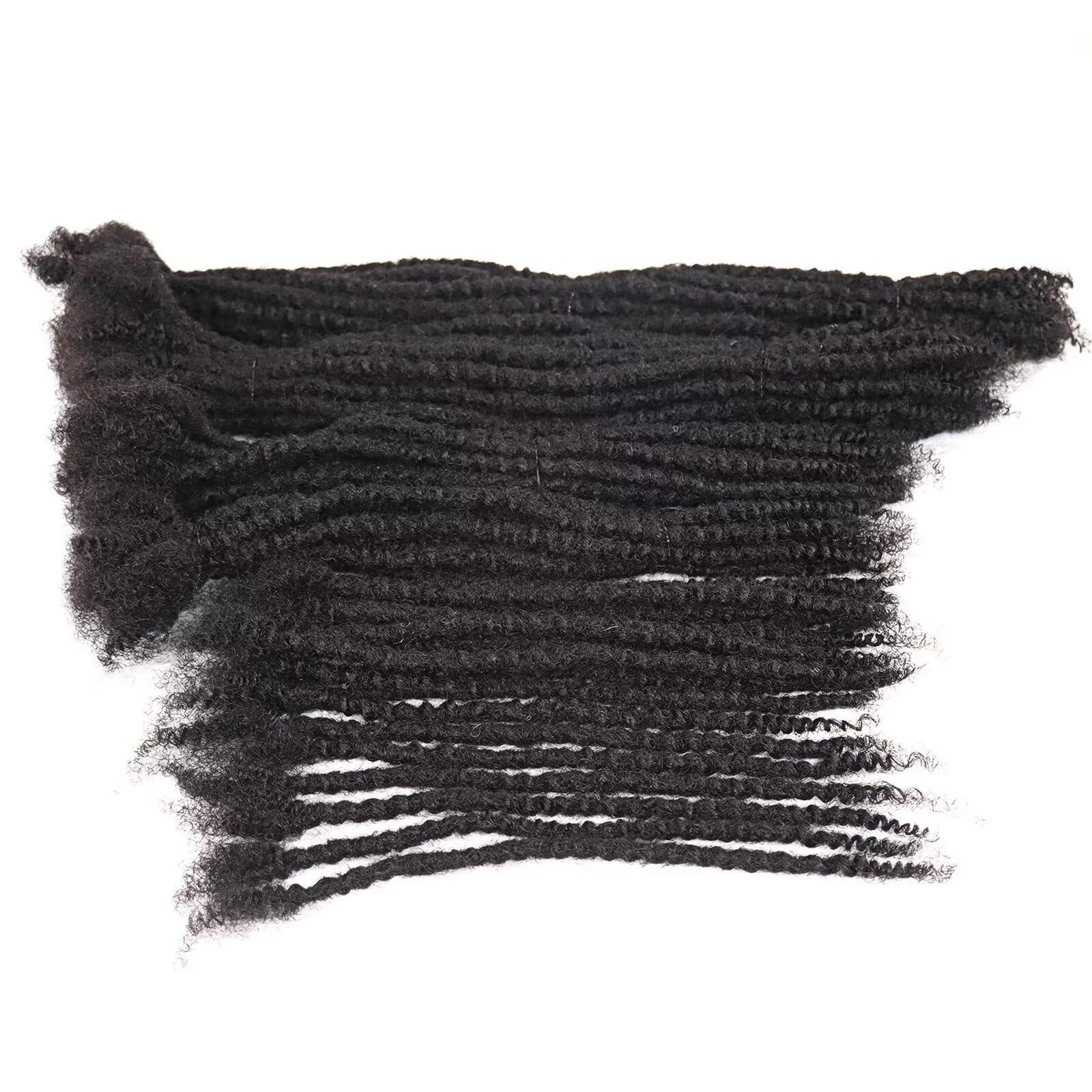 HAPPY&CC HAPPY&CC Textured Loc Extensions Human Hair Full Handmade Coiled Tips Curly Ends Dreadlock Extensions Natural Black 0.6cm Width 12inch 10 Strands