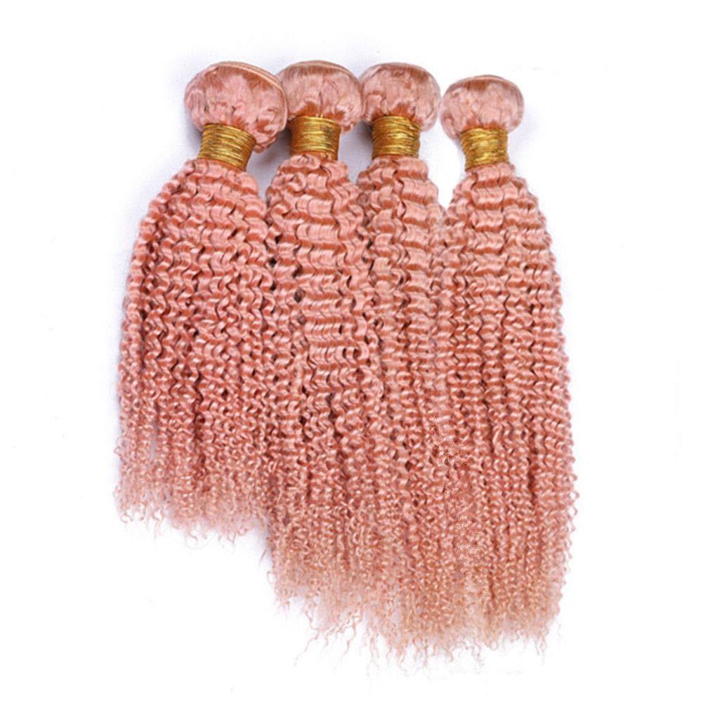 Tony beauty hair Tony Beauty Hair Kinky Curly Pink Human Hair Weave Bundles Pure Pink Malaysian Curly Virgin Hair Extensions Light Pink Kinky Curly Human Hair Wefts 3/4 Bundles Lot Mixed Length (12 14 16 18)