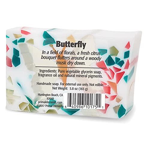 Primal Elements Primal Elements Glycerin Bar Soap | Helps All Skin Types, Sensitive, Oily & Dry Skin | NO PARABENS, VEGAN, GLUTEN FREE, 100% VEGETABLE BASE - (Butterfly)