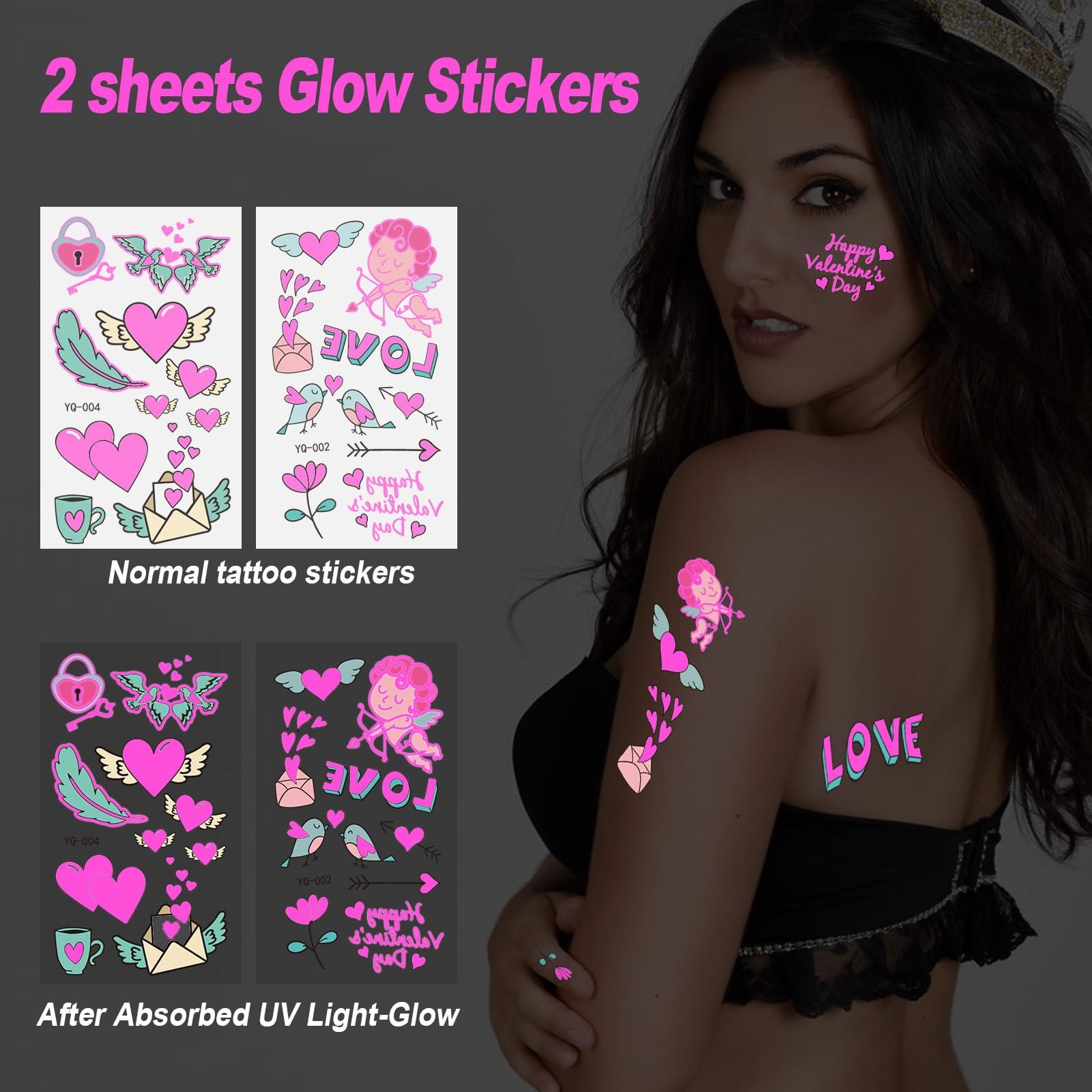 PFARRER PFARRER Temporary Tattoo Markers for Skin, 15 Body Markers + 56 Large Tattoo Stencils & 2 sheets Glow Stickers for Kids and Adults, Dual-End Tattoo Pens with Bold and Fine Lines safty inkZYH2310001KIT