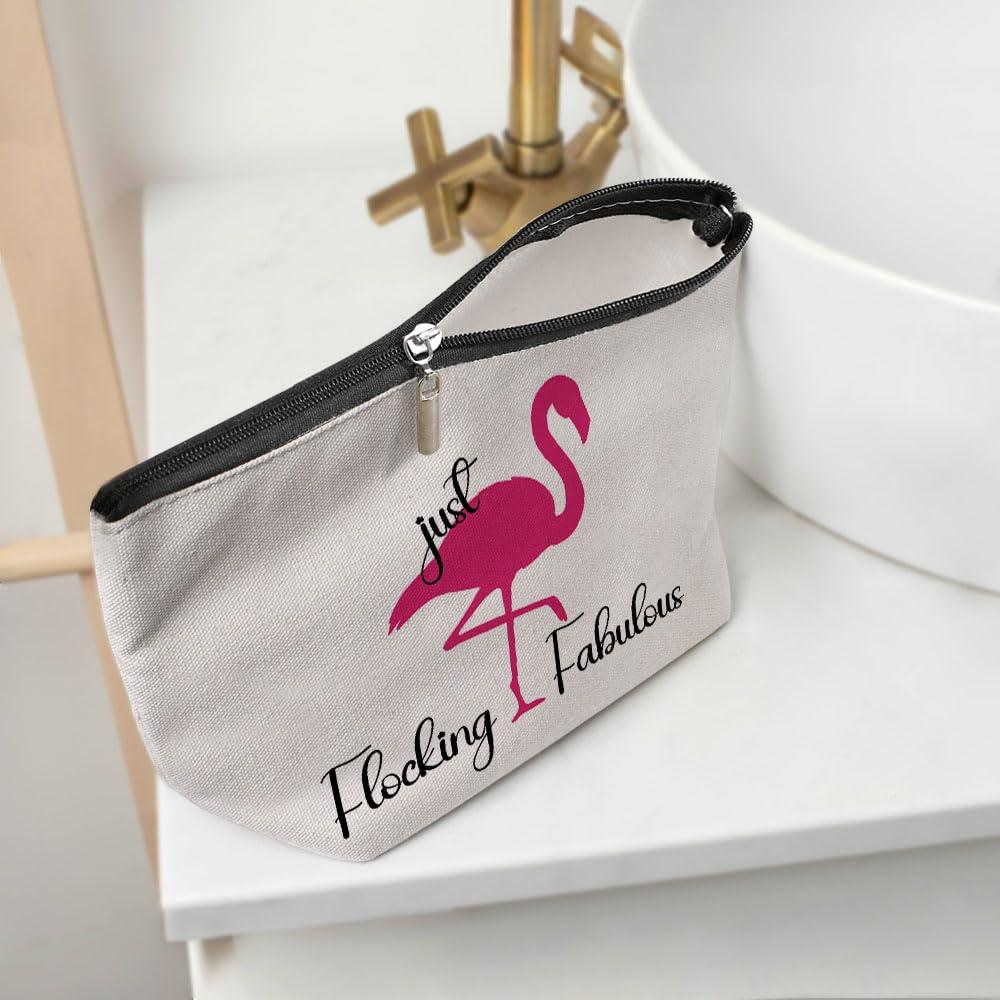 Henhesaha Flamingo Gifts, Pink Flamingo Makeup Bag, Flamingo Decor Stuff Summer Vacation Cosmetic Bag for Women Flamingo Lovers Best Friend Girls Birthday Christmas Graduation Friendship Travel Toiletry Bag