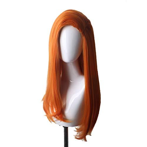 QACCF QACCF Long Straight Side Part Ginger Orange Kim Possible Copslay Wig