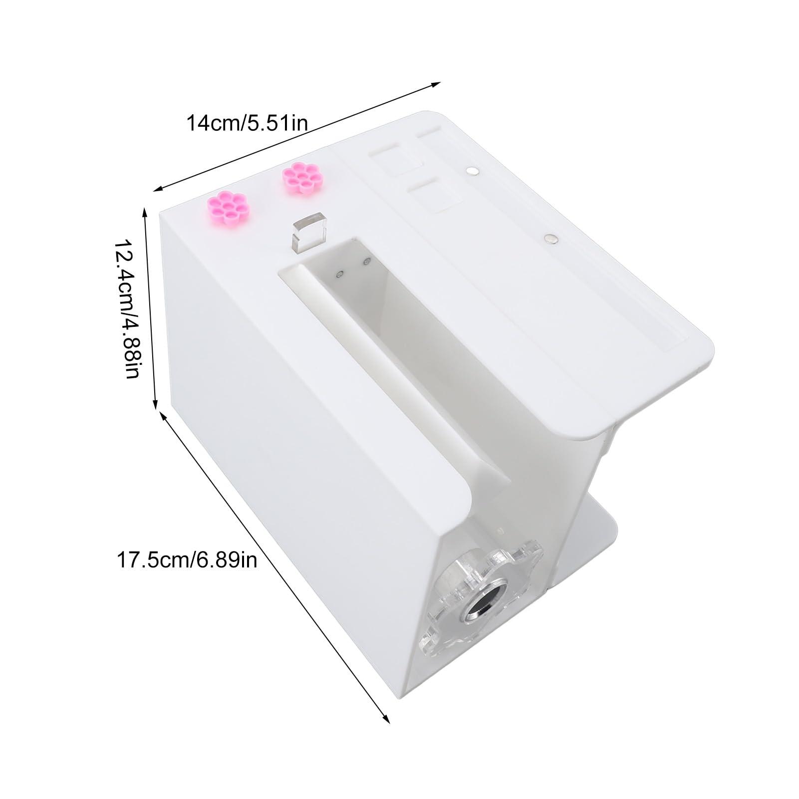 Focket Eyelash Flowering Machine, 6.89in False Eyelash Separator with 10 Eyelash Glue Cups, Professional Portable Acrylic Gift for Women Practical Lash Fan Maker Root Splitter (White)