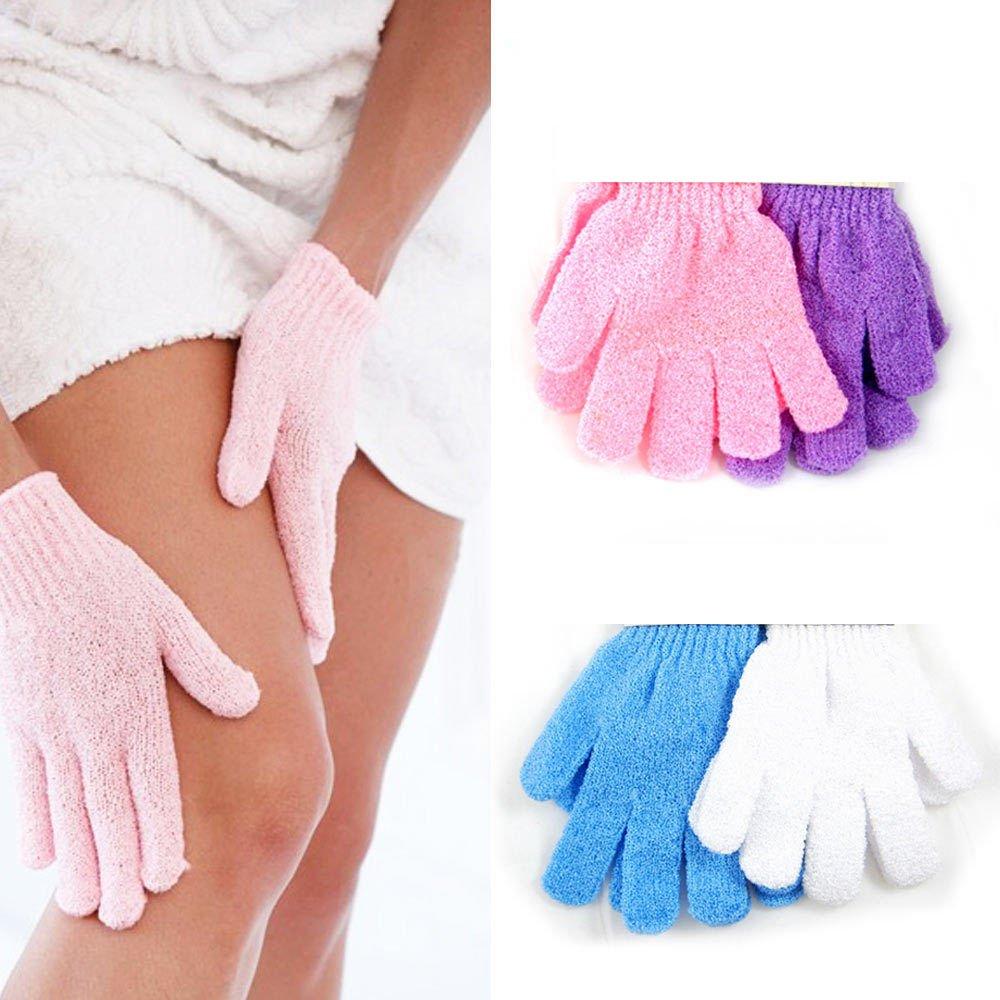 AllTopBargains 2 Pairs Heavy Exfoliating Gloves Body Scrubber Bath Shower Scrub Exfoliator Exfoliate Sponge Loofah Washcloth Mitt for Men Women Dead Skin Remover Mit Wash Skin Spa Bath Gloves Massage Loofah