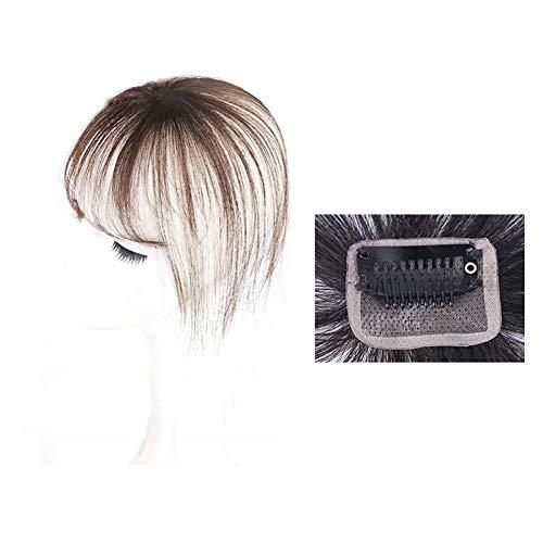 RemeeHi Human Hair Bangs with Top Piece Clip in Seamless Topper&Fringe Extension Hand Made Light Brown