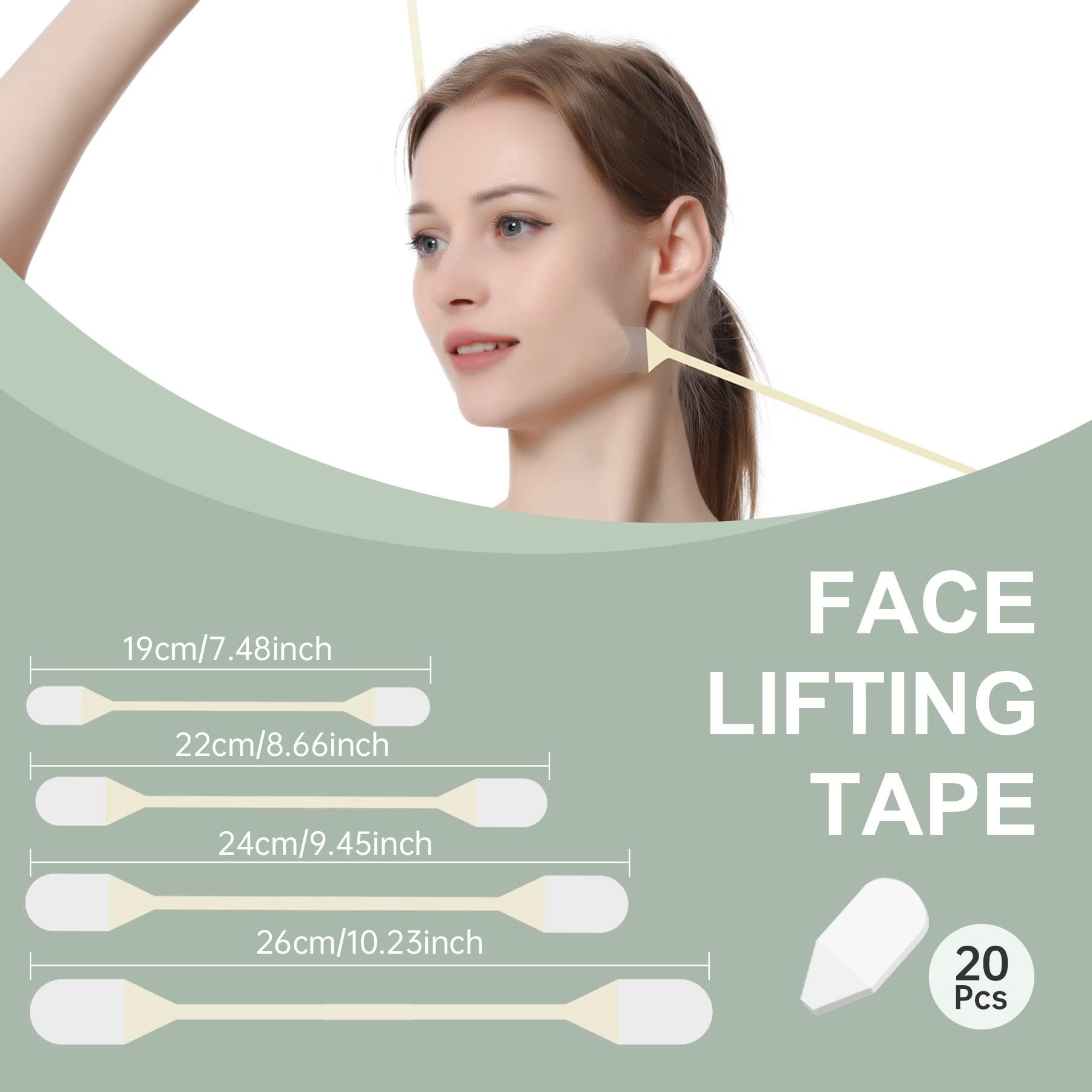 Moonlight-ybh Face Lifting Tape, Ultra-thin Invisible Face Lift Sticker Face Tape for Instant Face, Hiding Facial Neck Wrinkles V-face Tightening Lifting Saggy Skin 4 Bands 20 Tapes