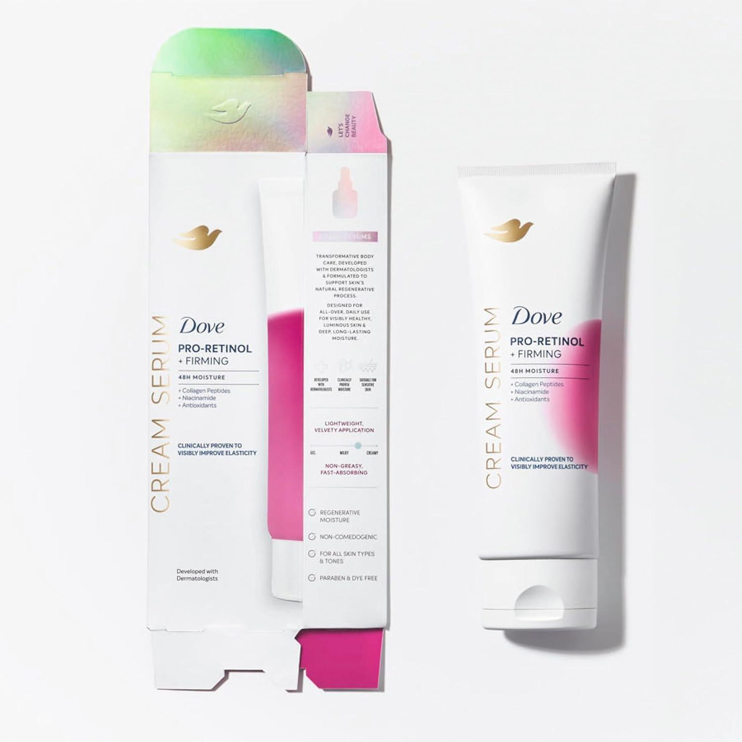 Dove Dove Body Cream Serum Pro-Retinol + Firming for Elasticity and Firmness,with Collagen Peptides, Niacinamide and Antioxidants Lotion, 8 oz