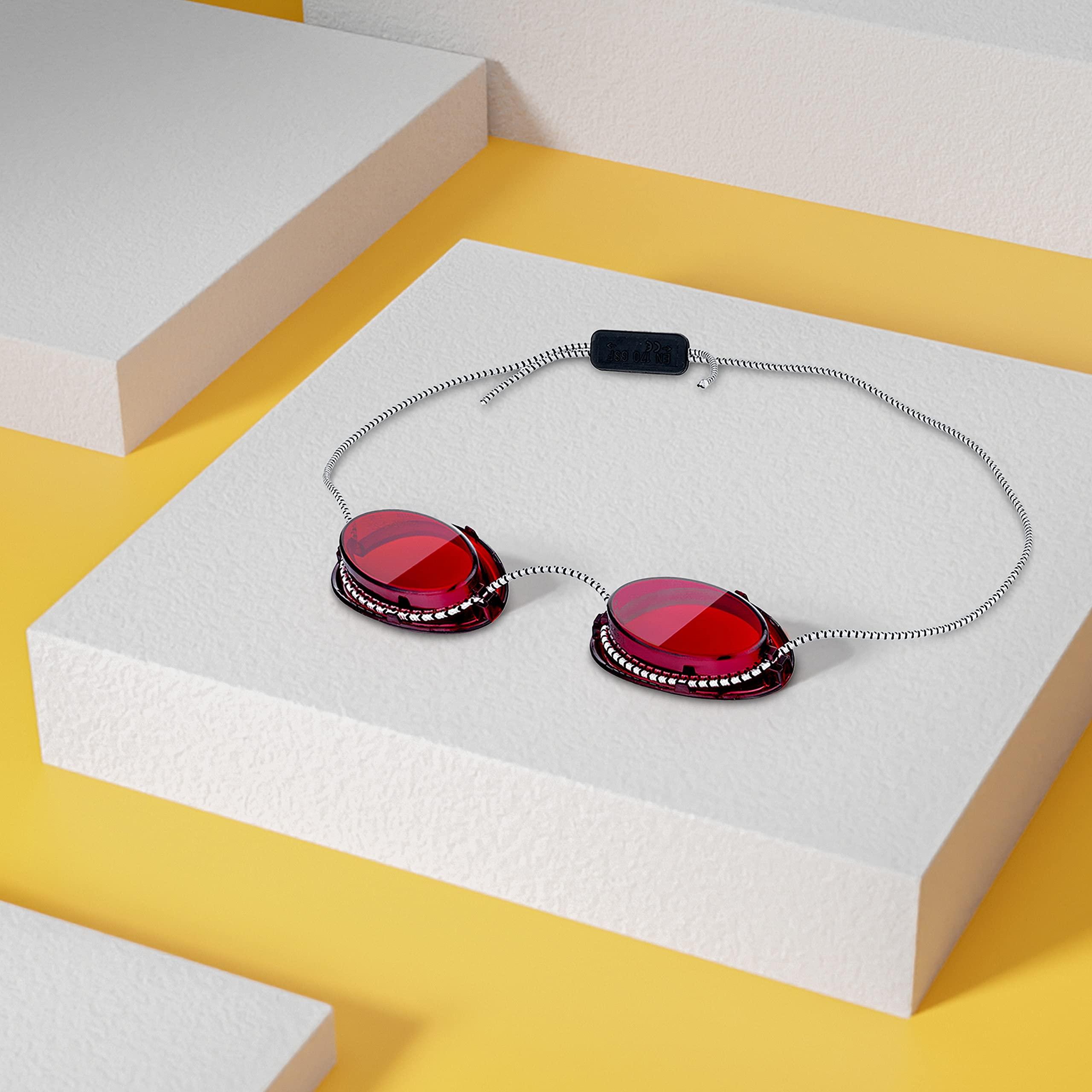 Schmerler Schmerler Tanning Glasses, Flexible Tanning Goggles Eye Shields, UV Eye Protection Sunglasses for Tanning in the Solarium, Individual Tanning Sun Bed Goggles, The Shades, Elastic Band, Red